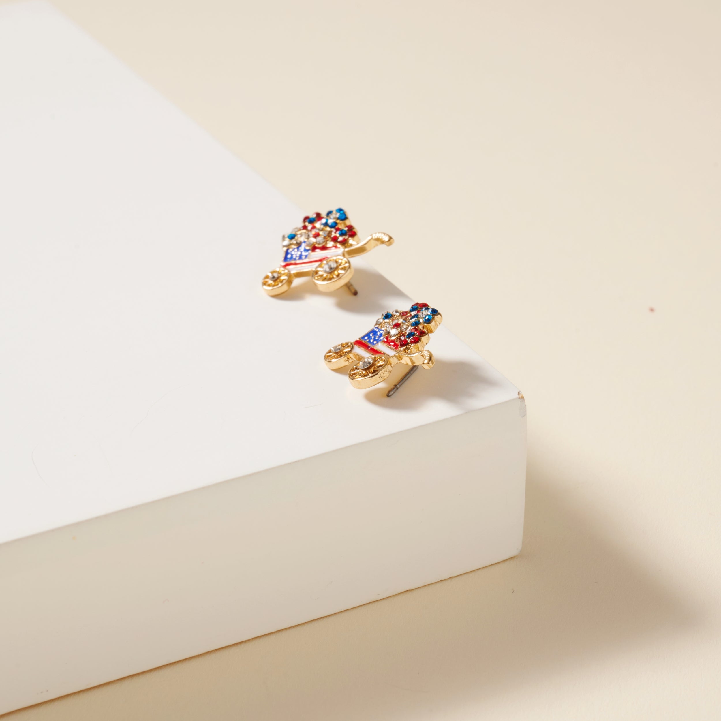 USA Flag Floral Stud Earrings