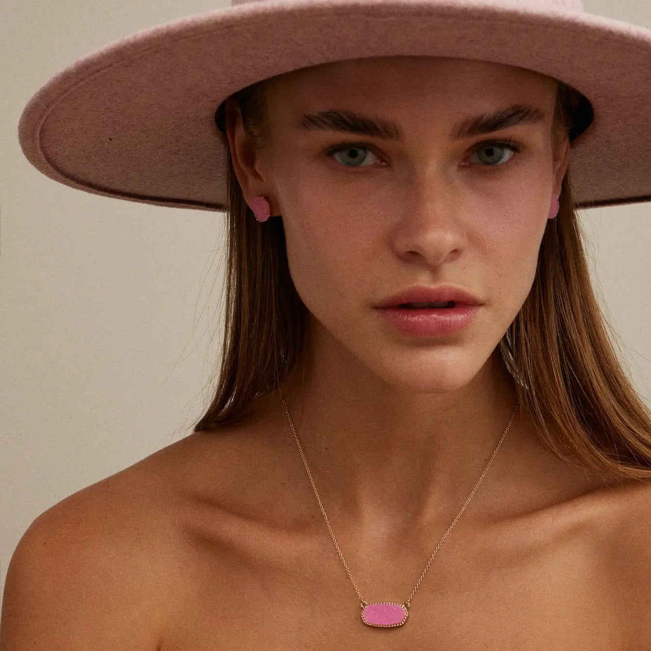 Organic Druzy Stone Stud Earrings