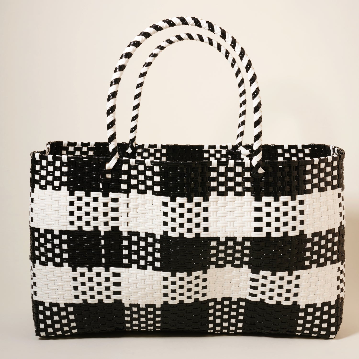 Recycled PVC Handwoven Tote Basket Bag