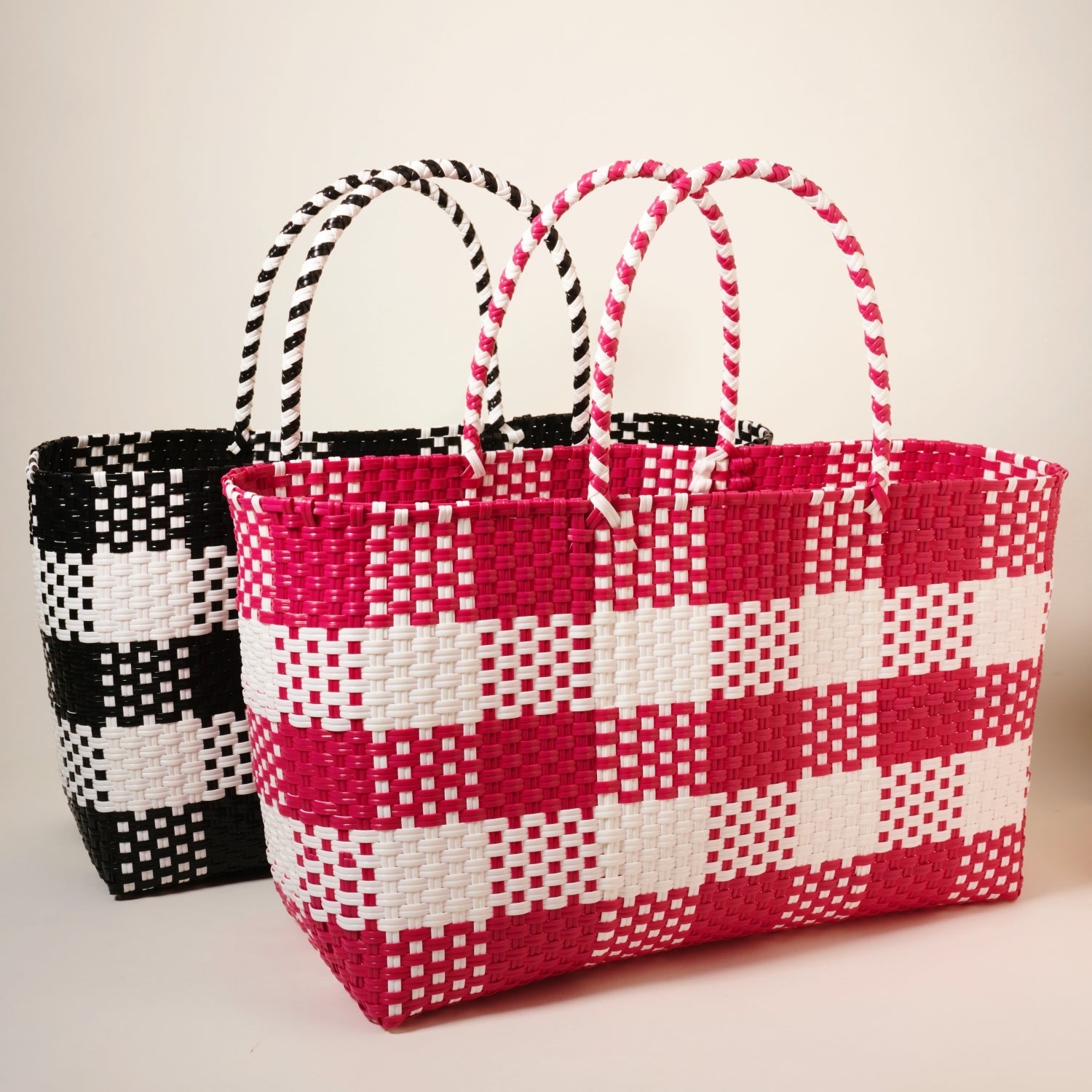 Recycled PVC Handwoven Tote Basket Bag