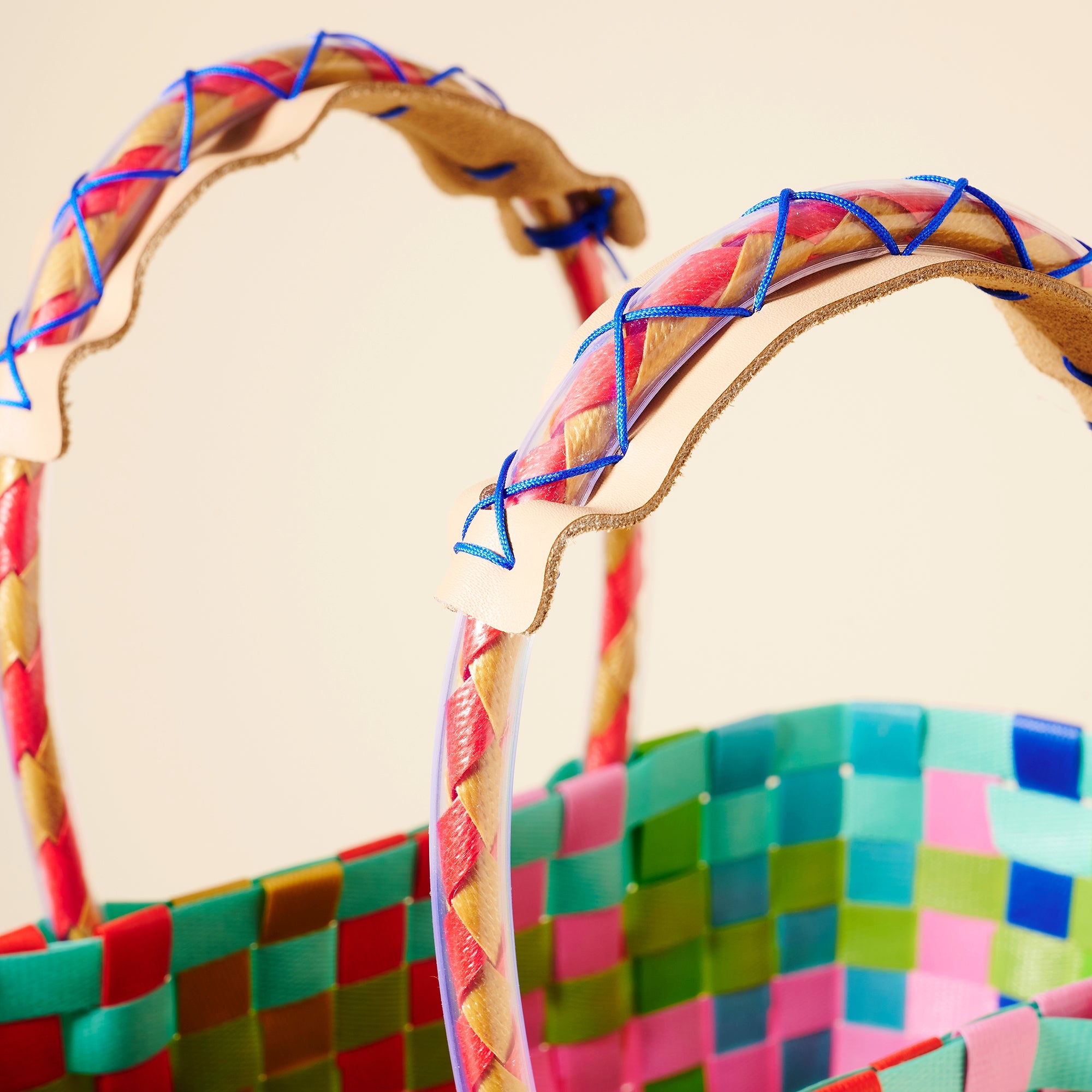 Stylish Handwoven Color Block Tote Bag