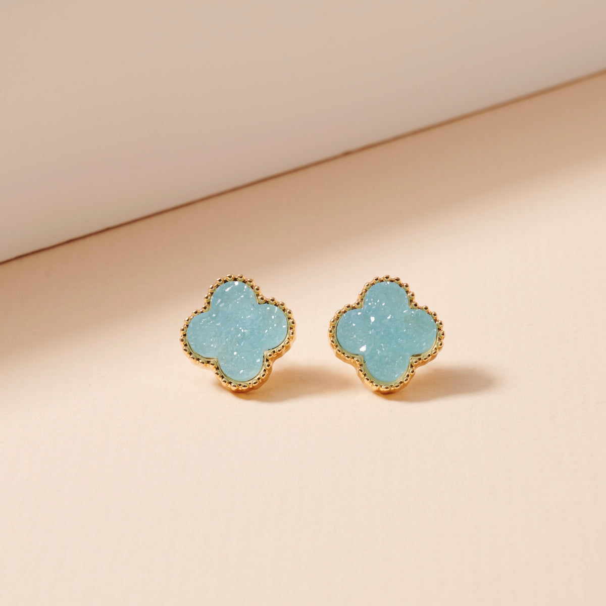 Mini Druzy Clover Stud Earrings