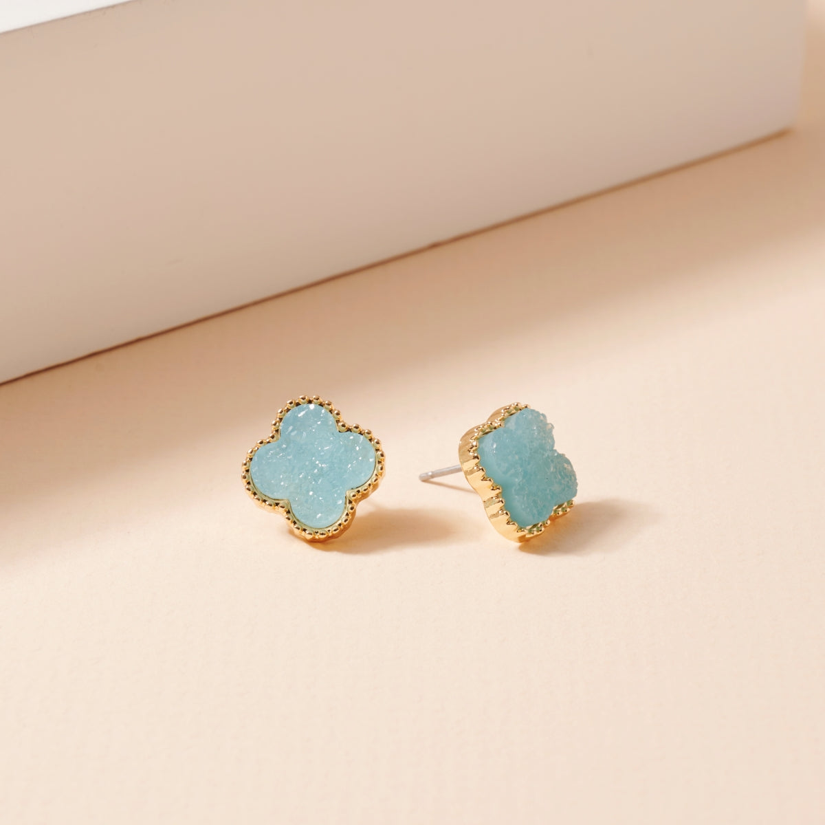 Mini Druzy Clover Stud Earrings