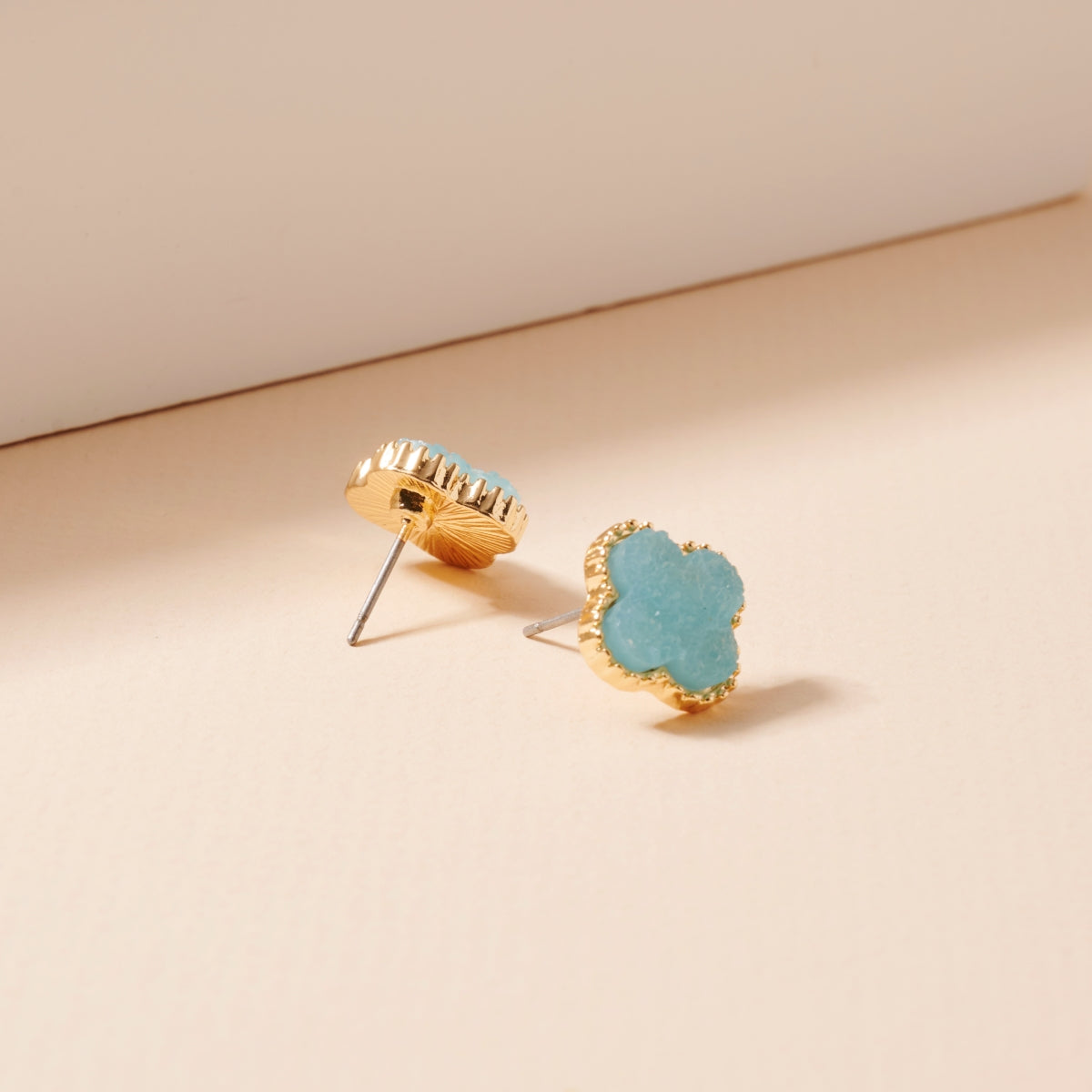 Mini Druzy Clover Stud Earrings