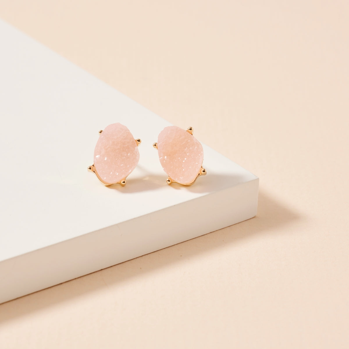 Organic Druzy Stone Stud Earrings