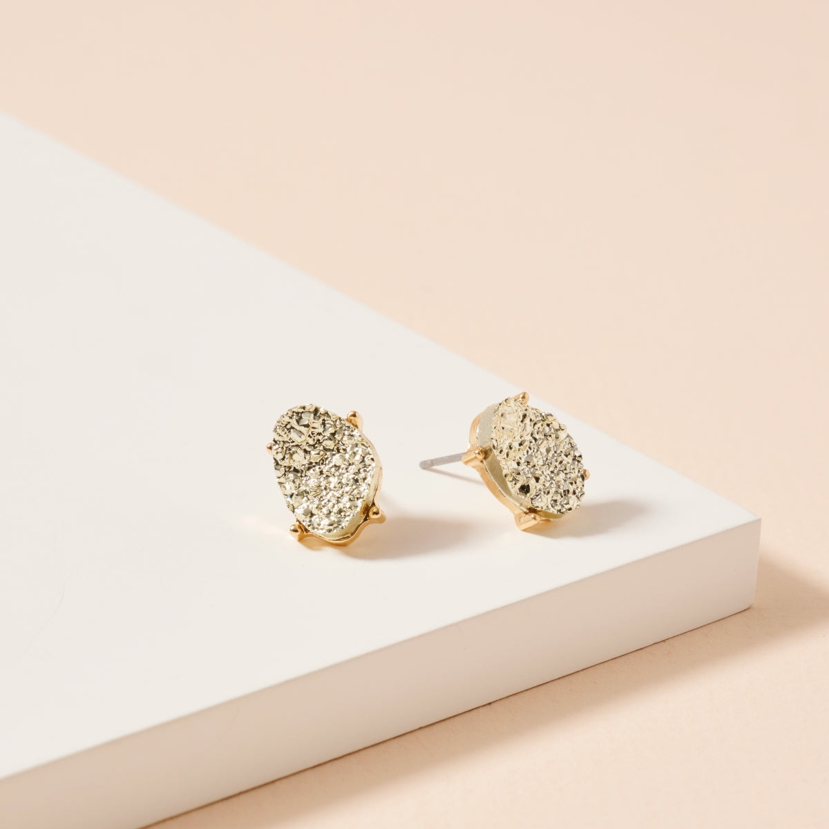 Organic Druzy Stone Stud Earrings