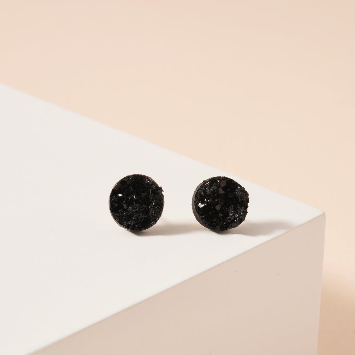 Round Druzy Stone Stud Earrings