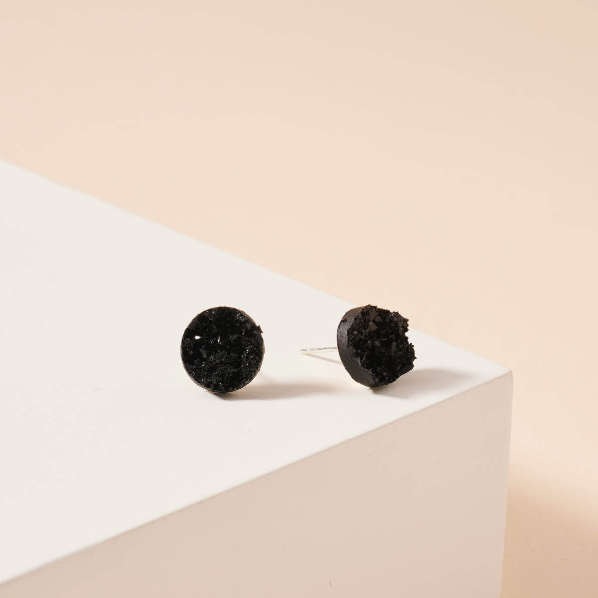 Round Druzy Stone Stud Earrings