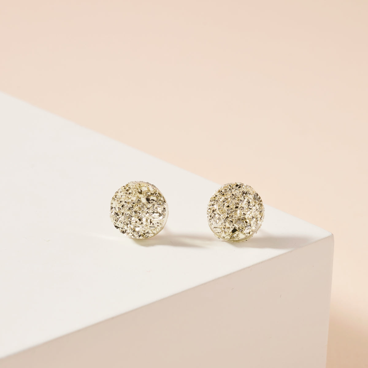 Round Druzy Stone Stud Earrings