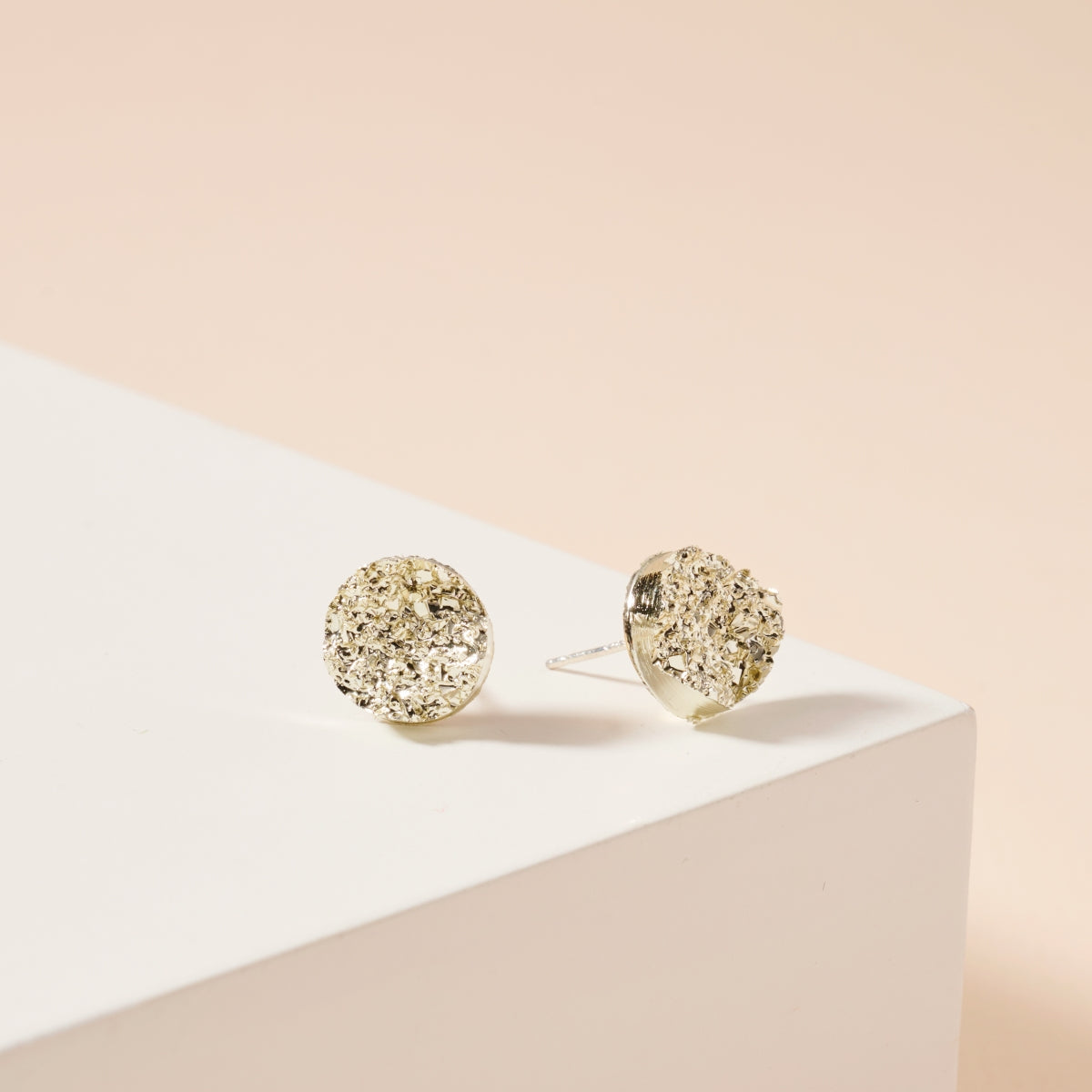 Round Druzy Stone Stud Earrings