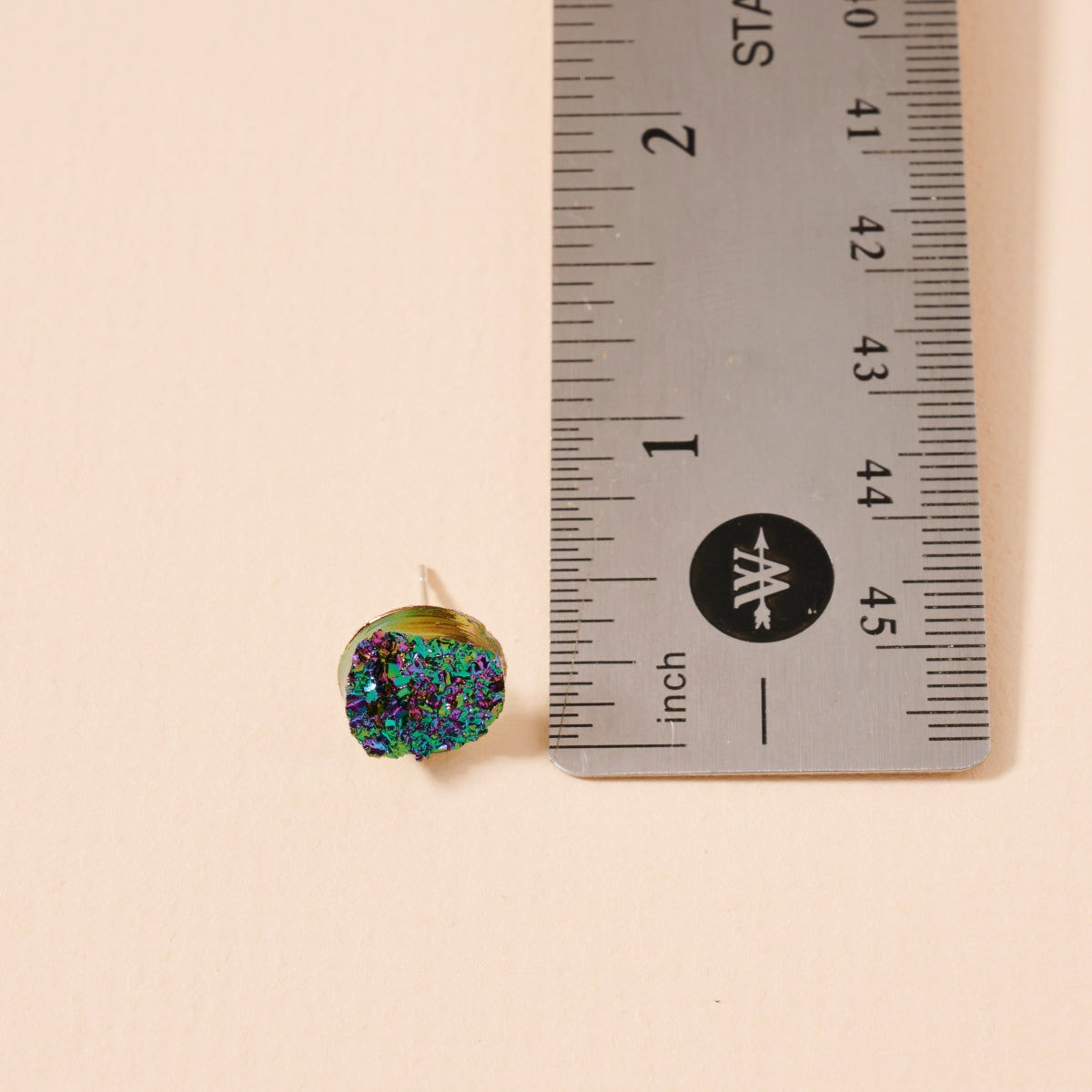 Round Druzy Stone Stud Earrings