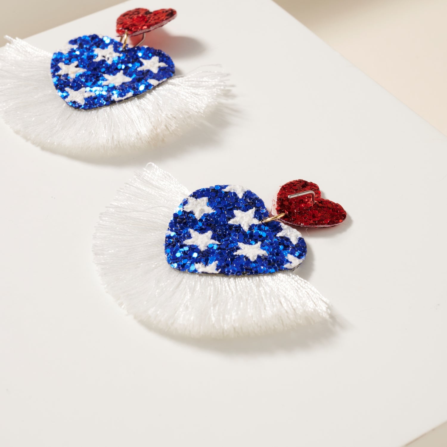 USA Heart Fringe Earrings