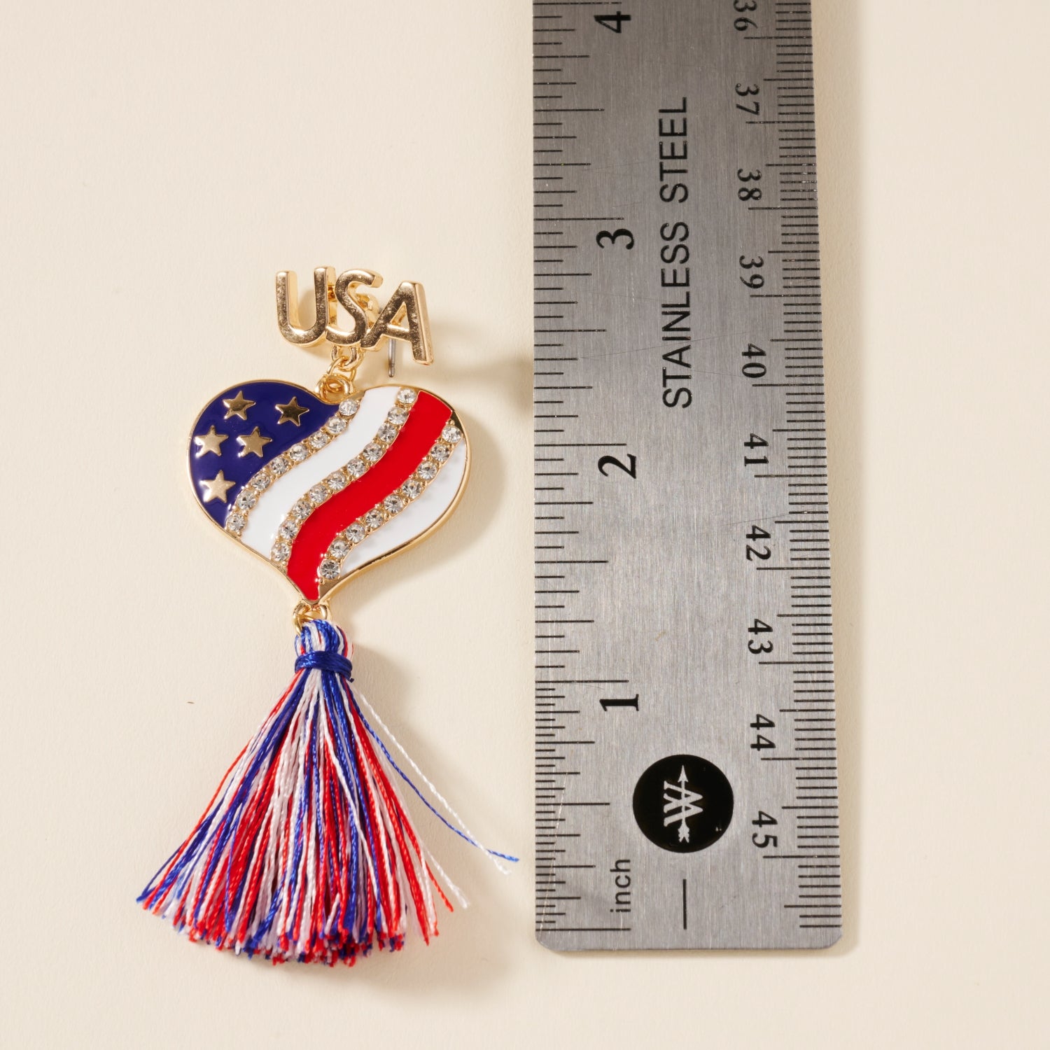 Fringed Earrings with USA Heart Design
