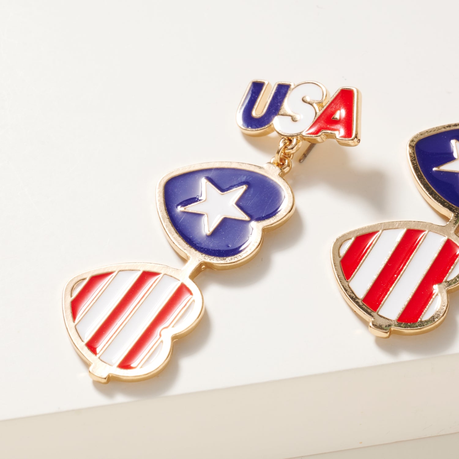 USA Heart Shape Dangling Earrings