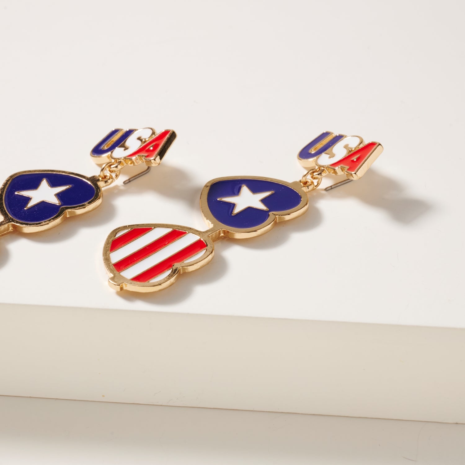 USA Heart Shape Dangling Earrings