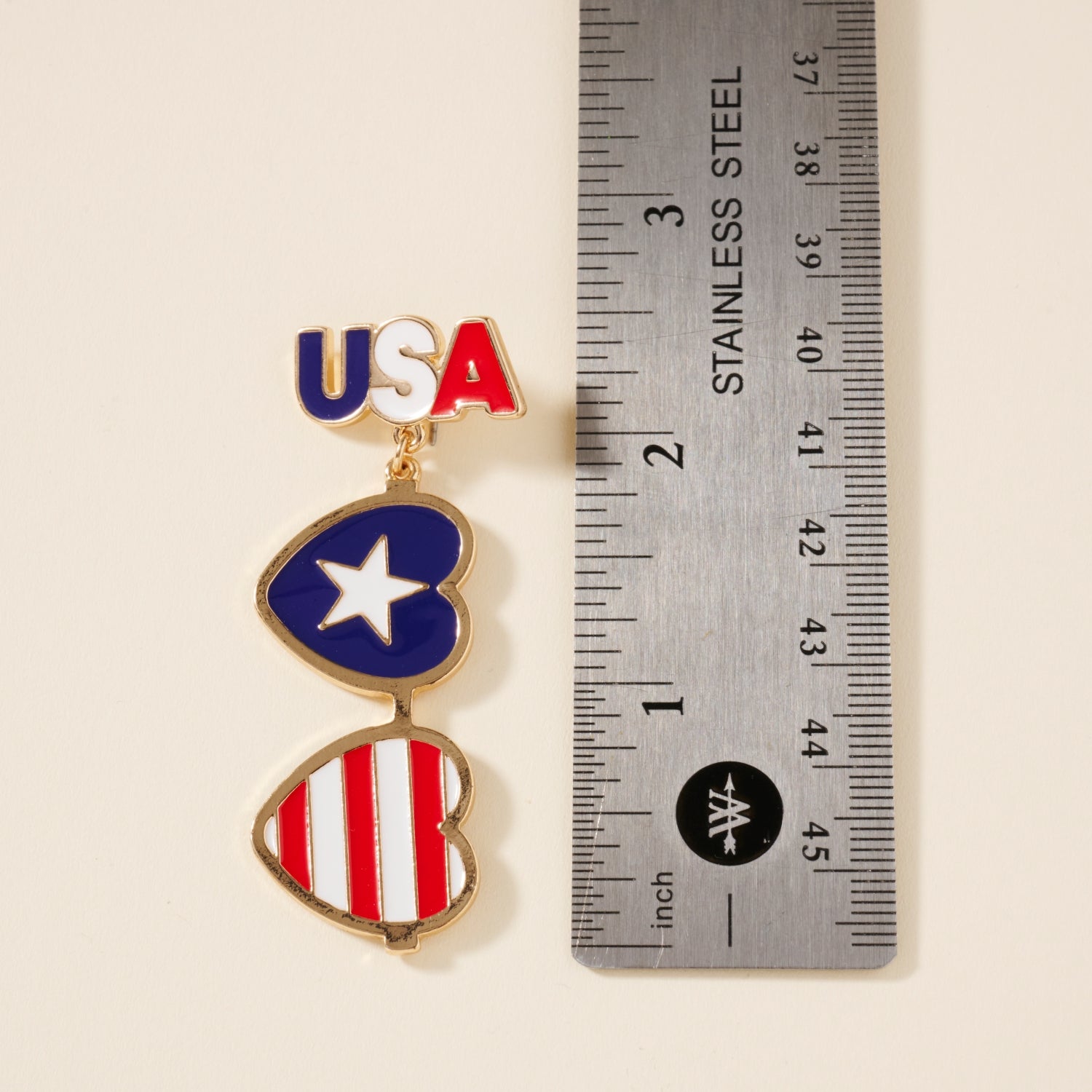 USA Heart Shape Dangling Earrings
