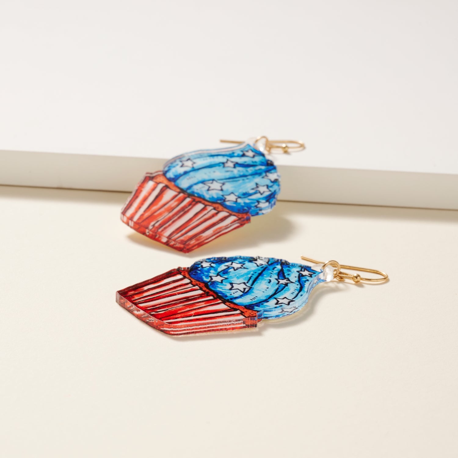 Dangle Earrings with USA Cupcake Design