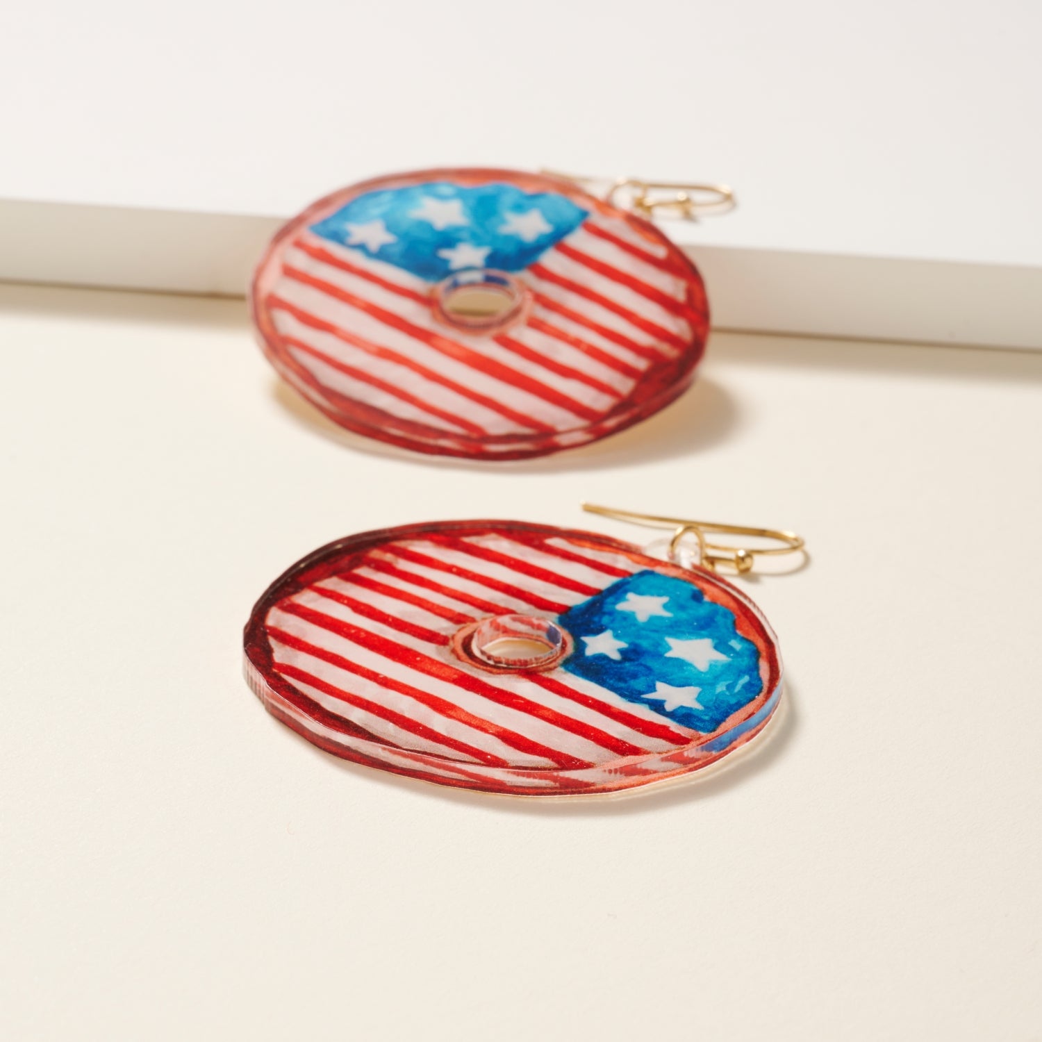 Earrings with USA Doughnut Design