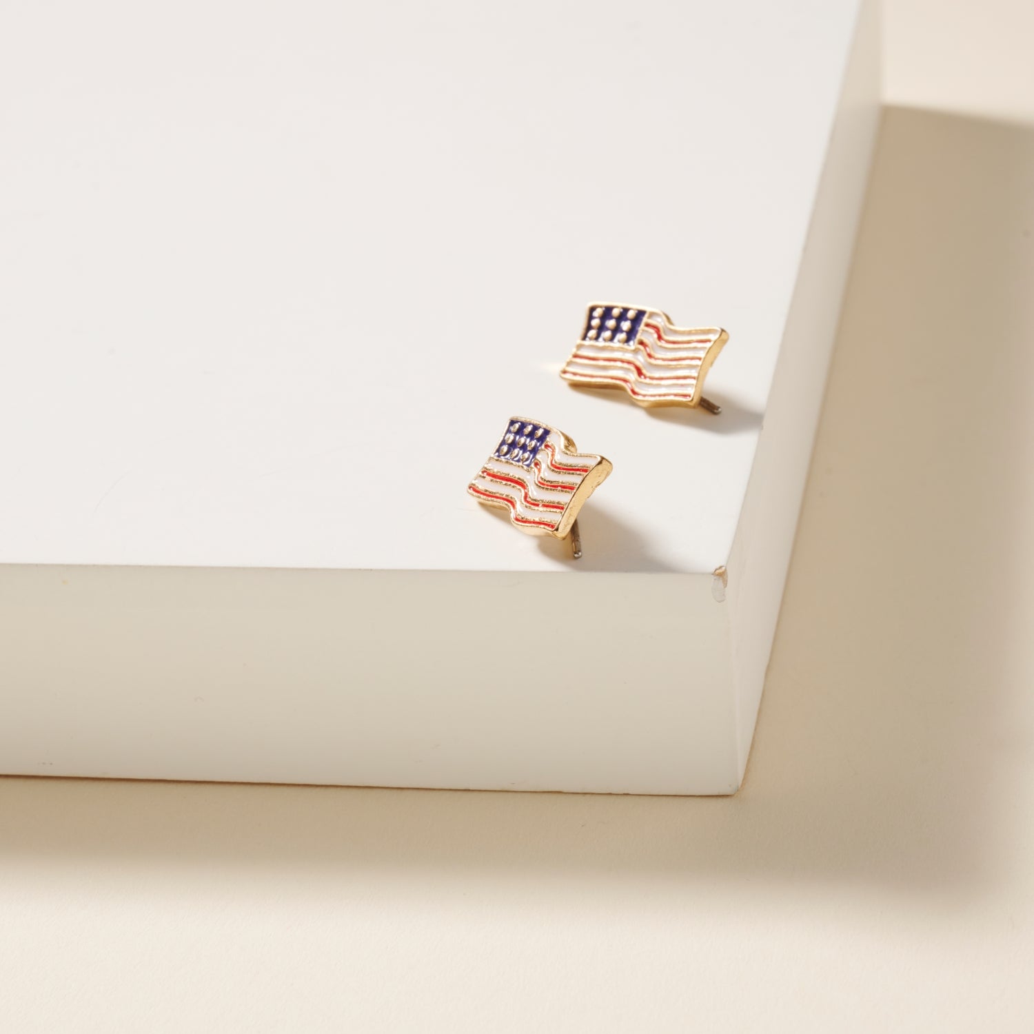 Stud Earrings with USA Flag Design