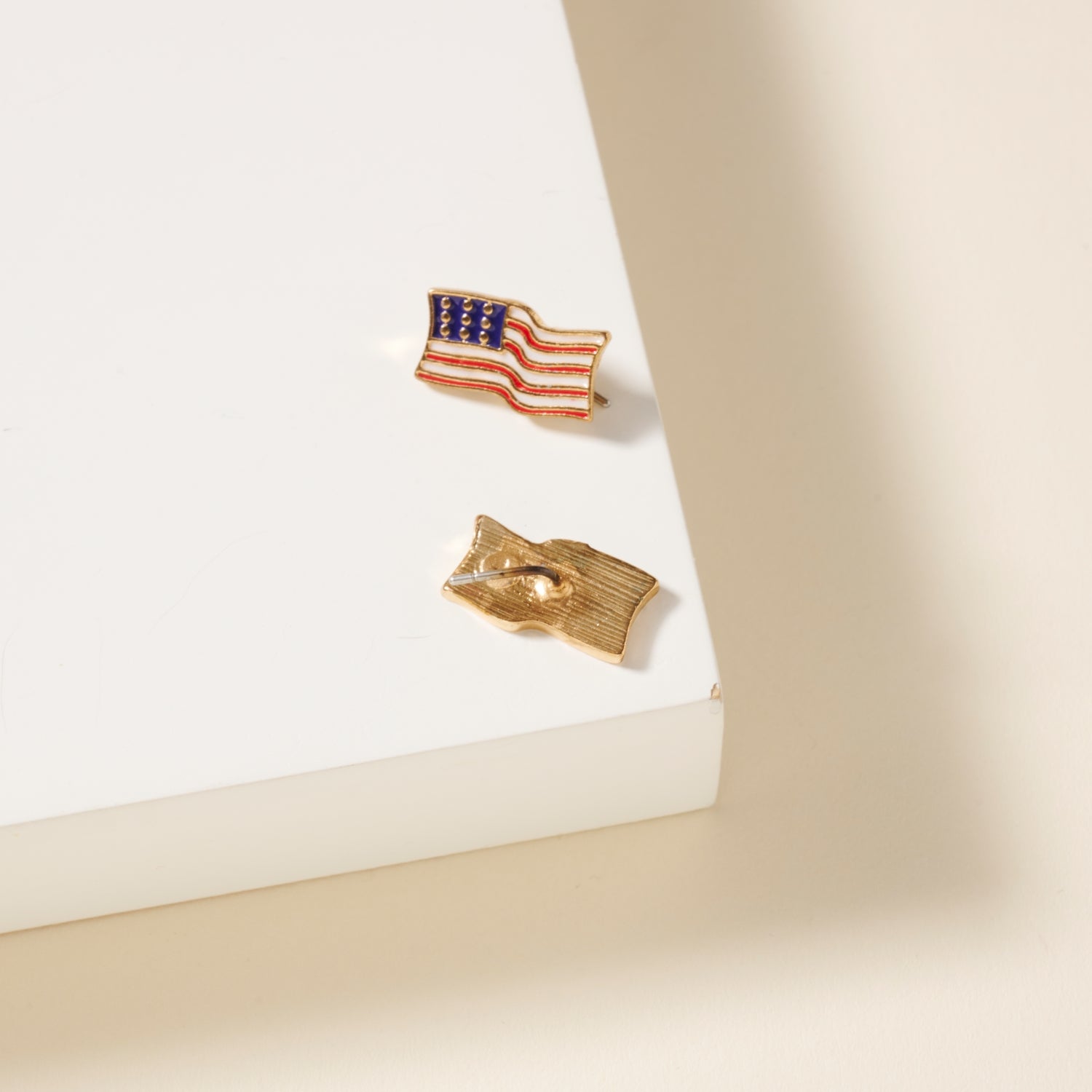 Stud Earrings with USA Flag Design