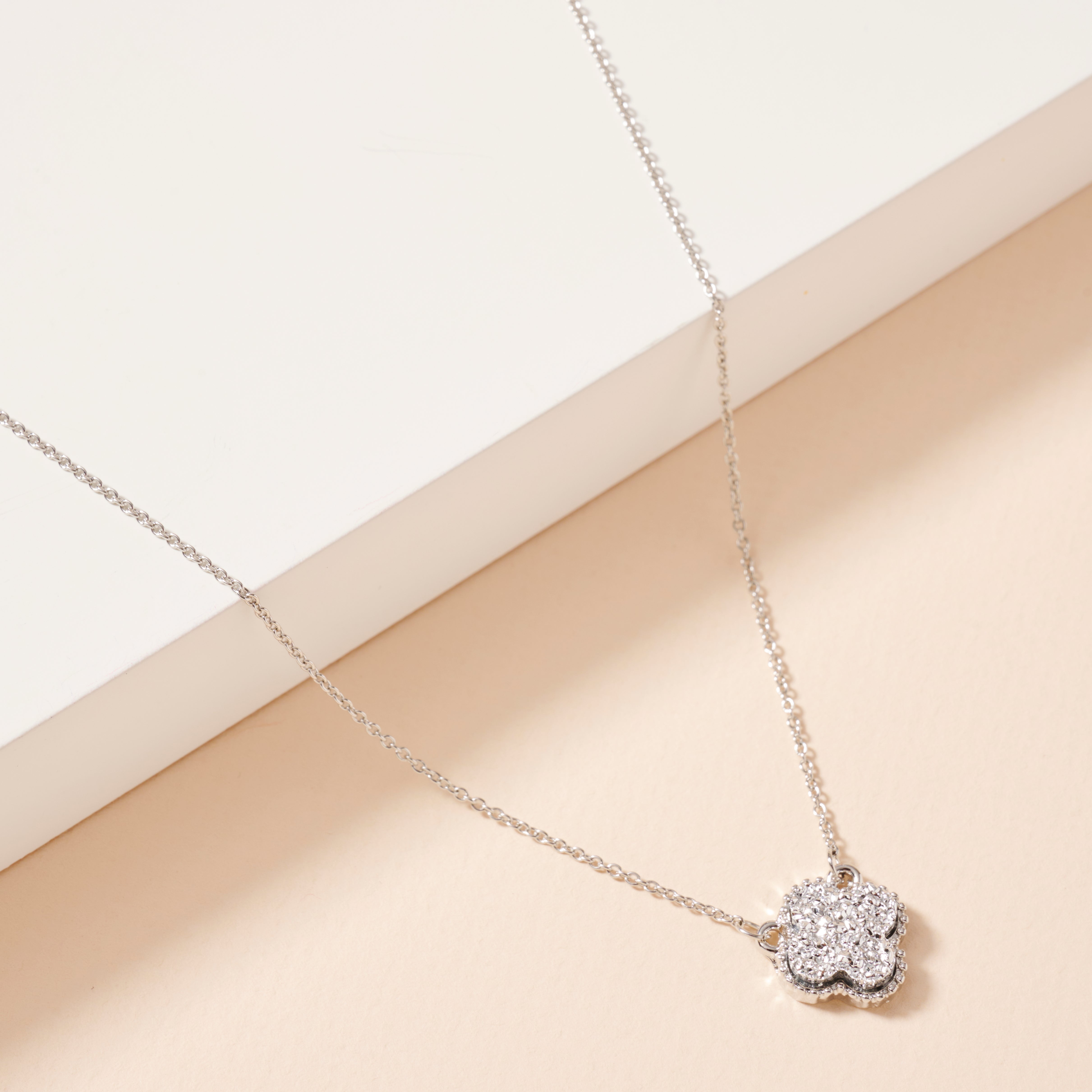 Gold Framed Druzy Petal Pendant Necklace