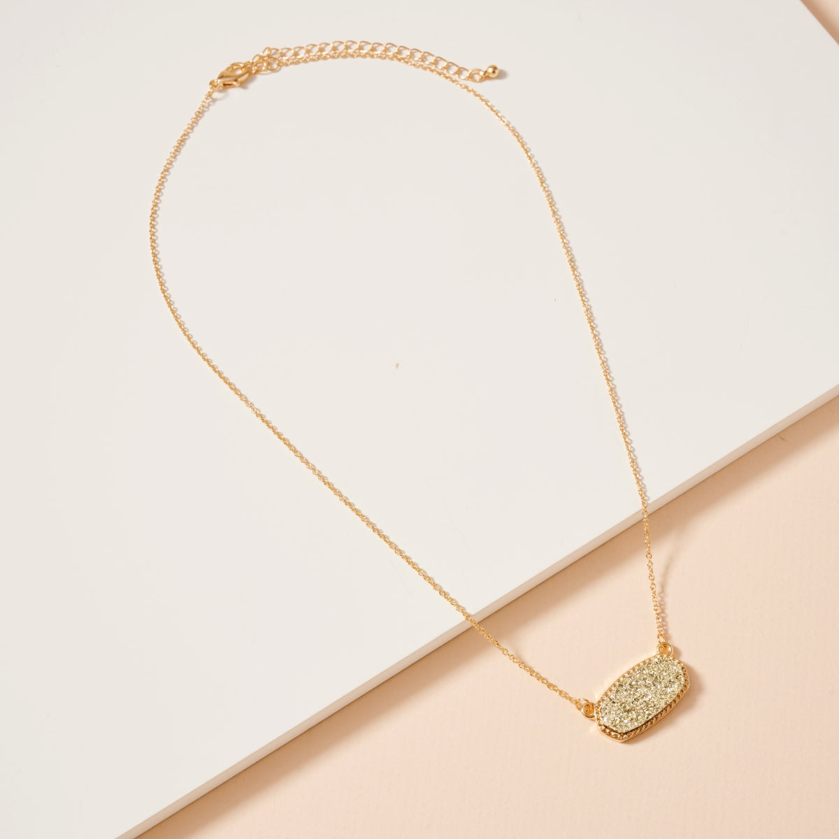 Druzy Stone Charm Short Necklace