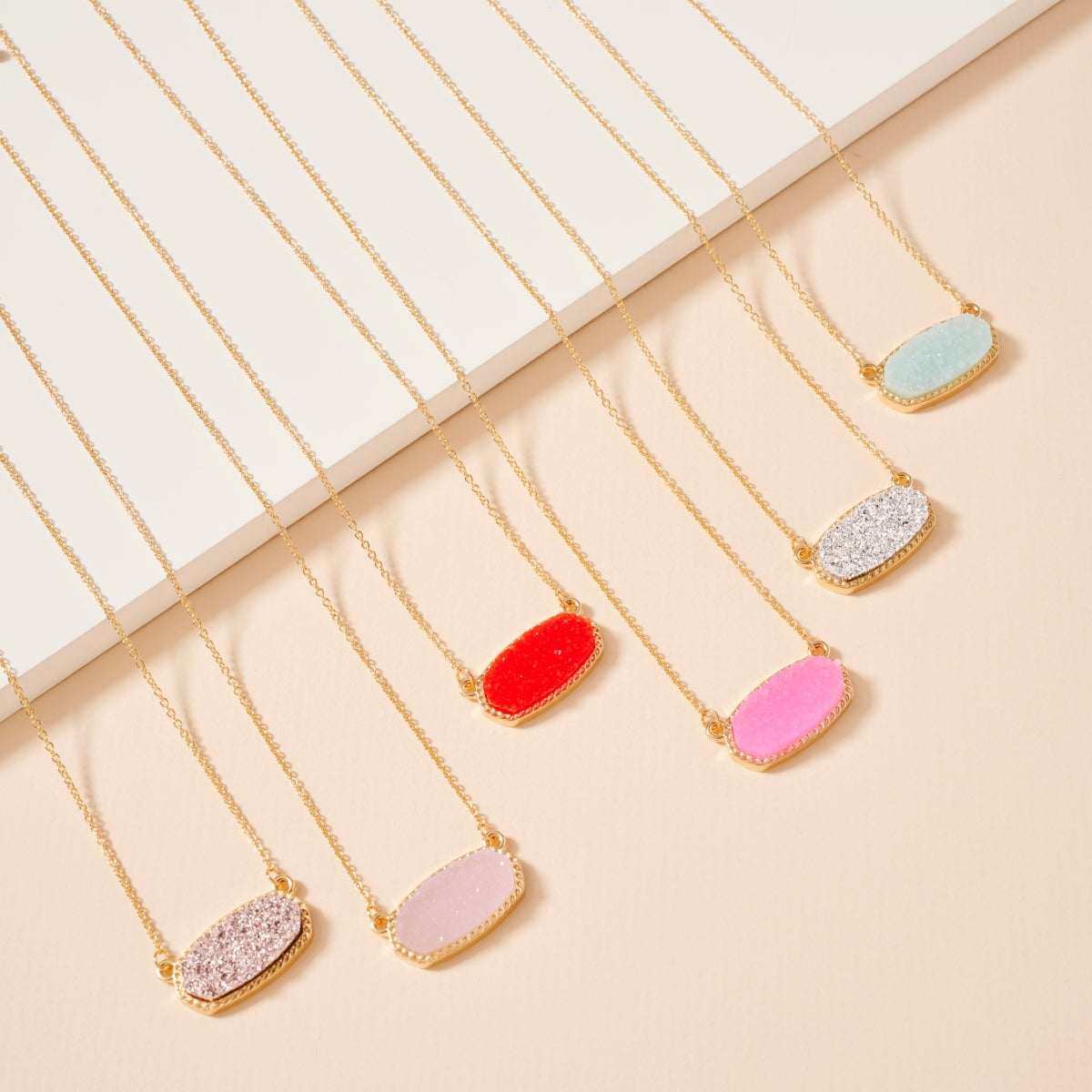 Druzy Stone Charm Short Necklace