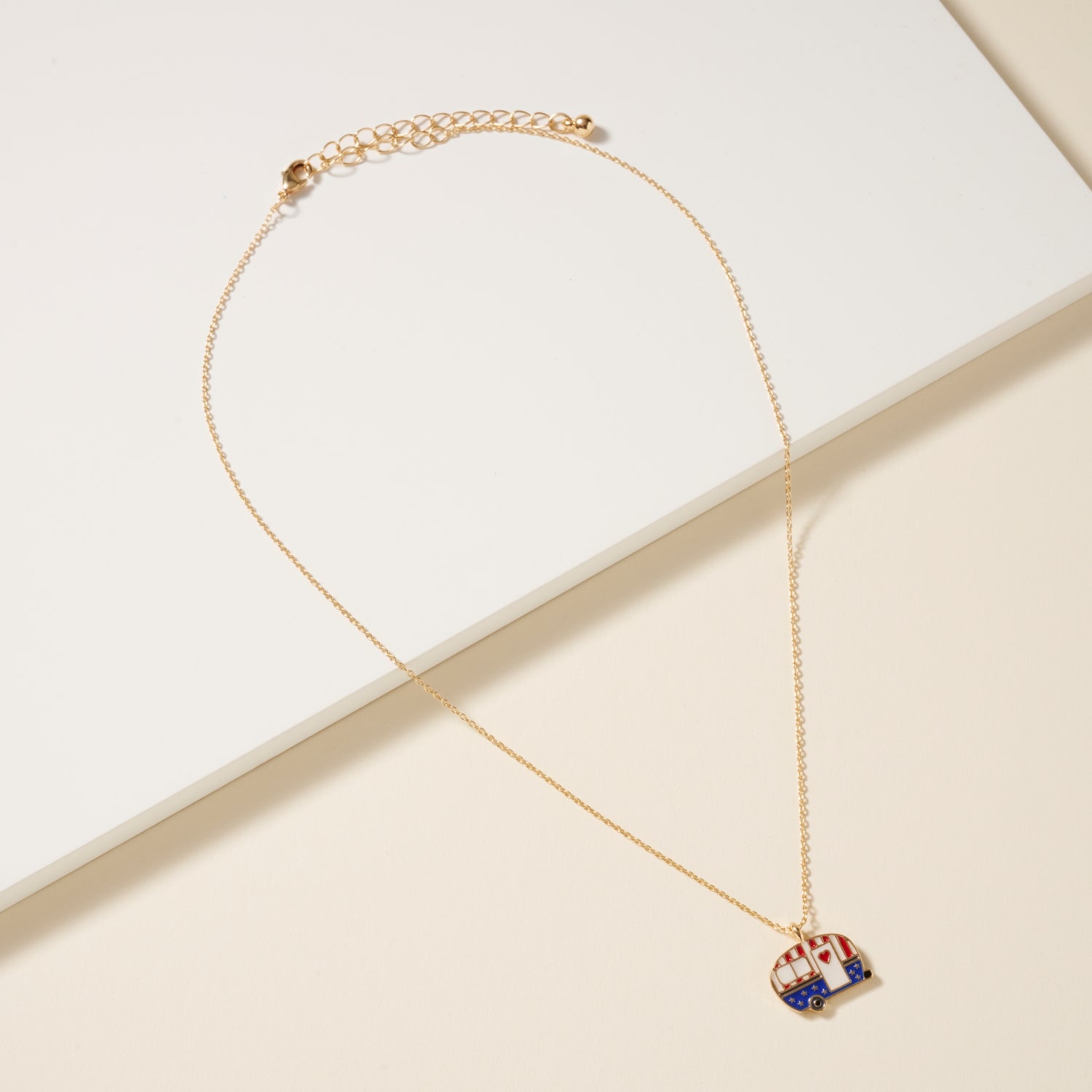 USA Flag Camper Charm Necklace