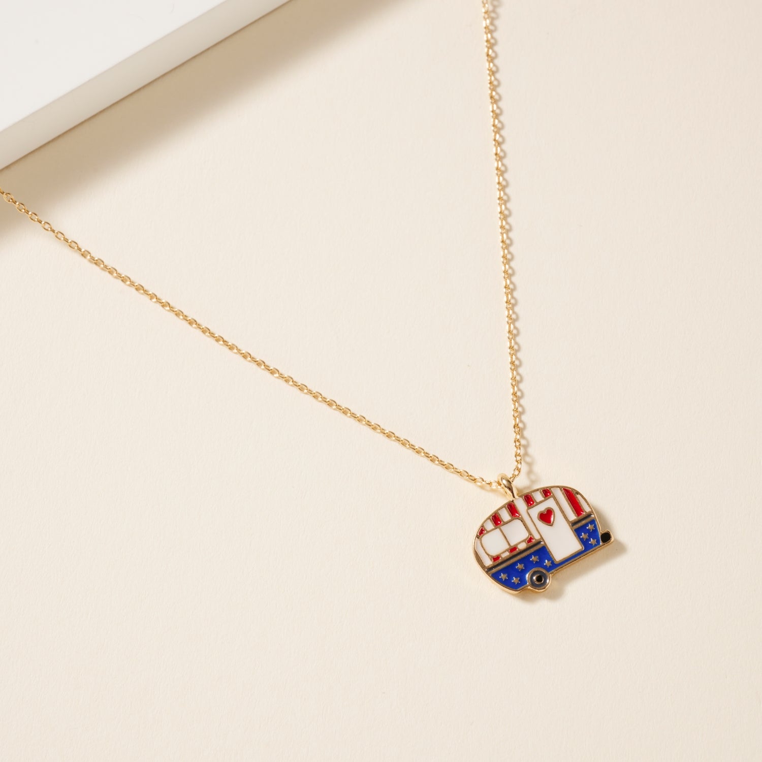 USA Flag Camper Charm Necklace