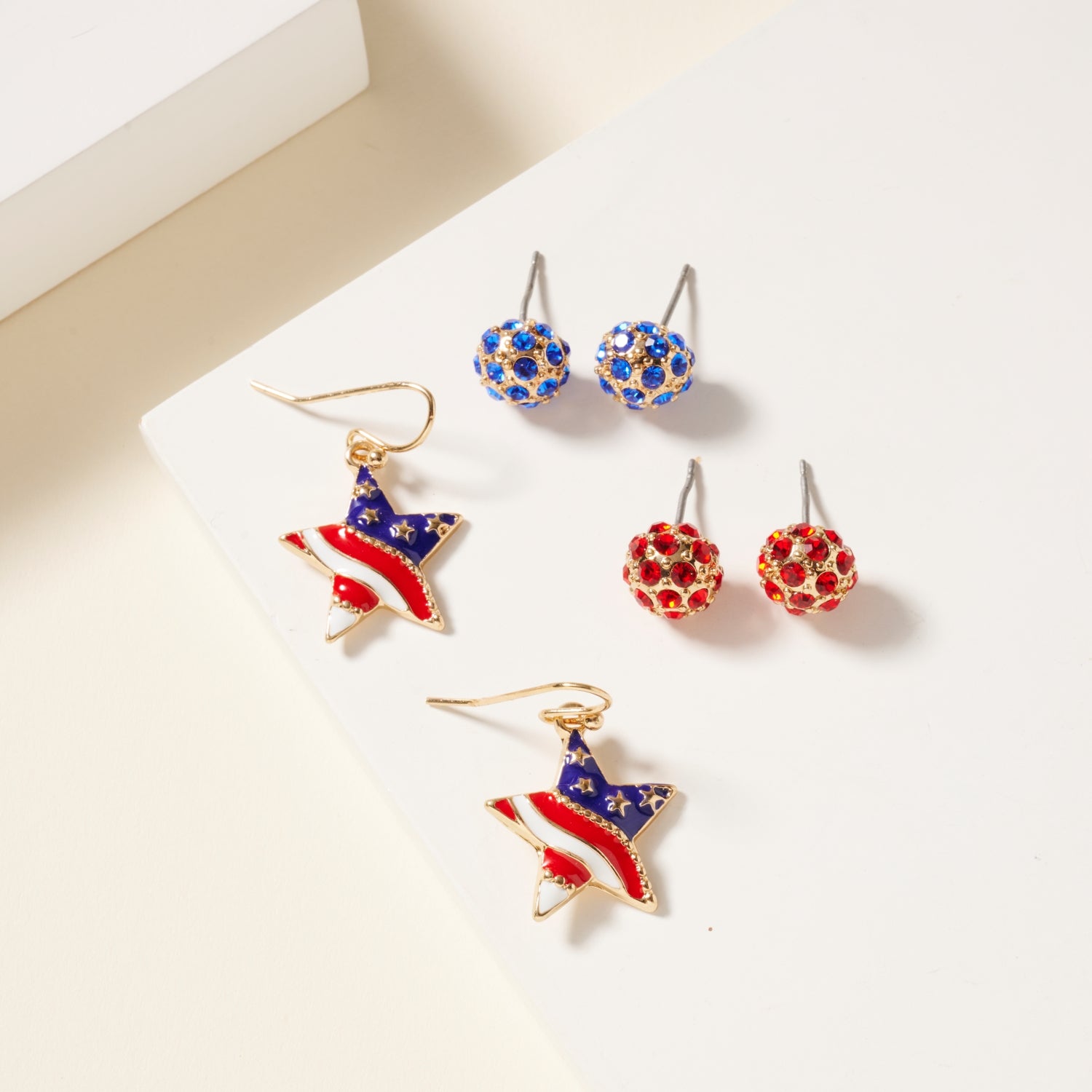 USA Flag Pattern Stud Earrings Set