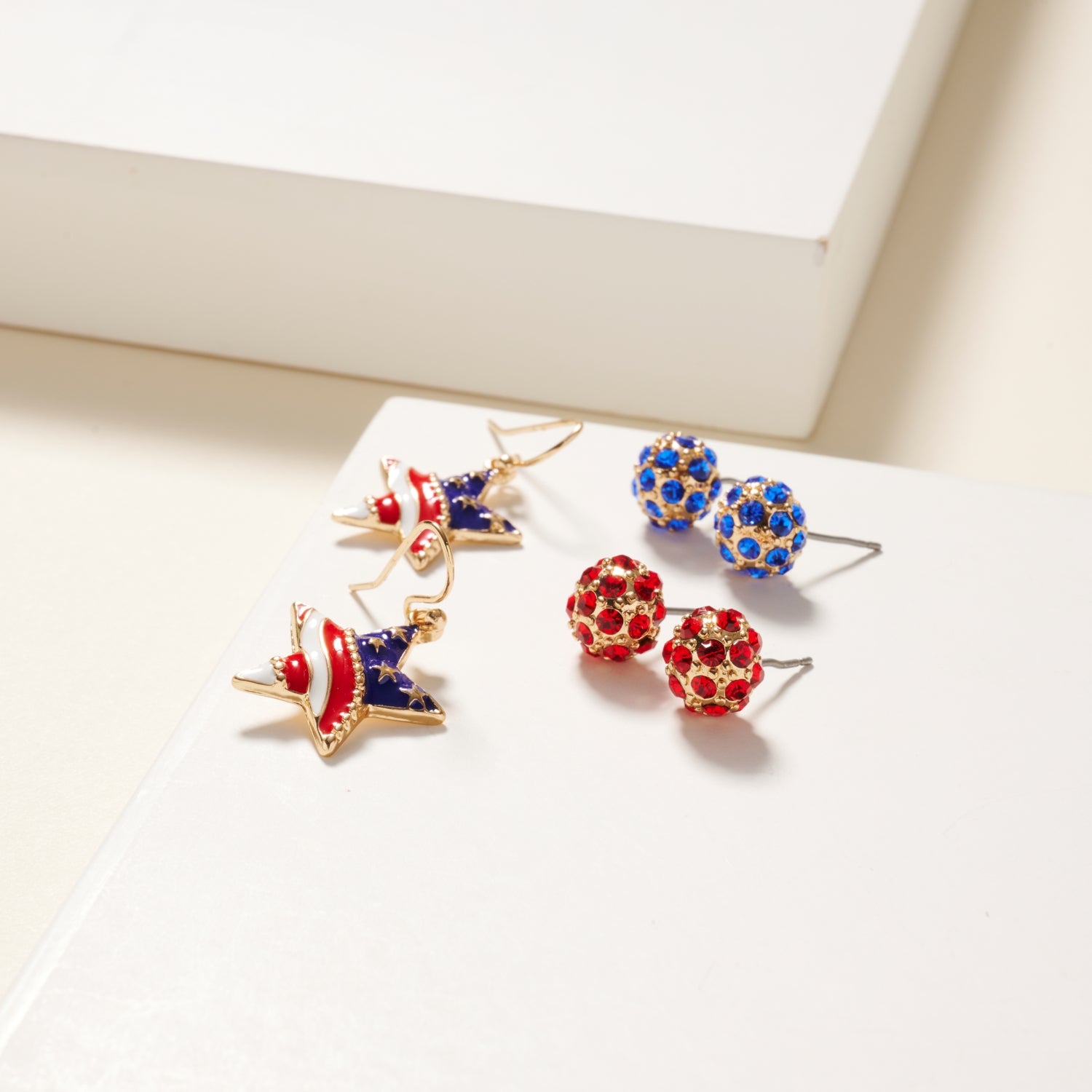 USA Flag Pattern Stud Earrings Set