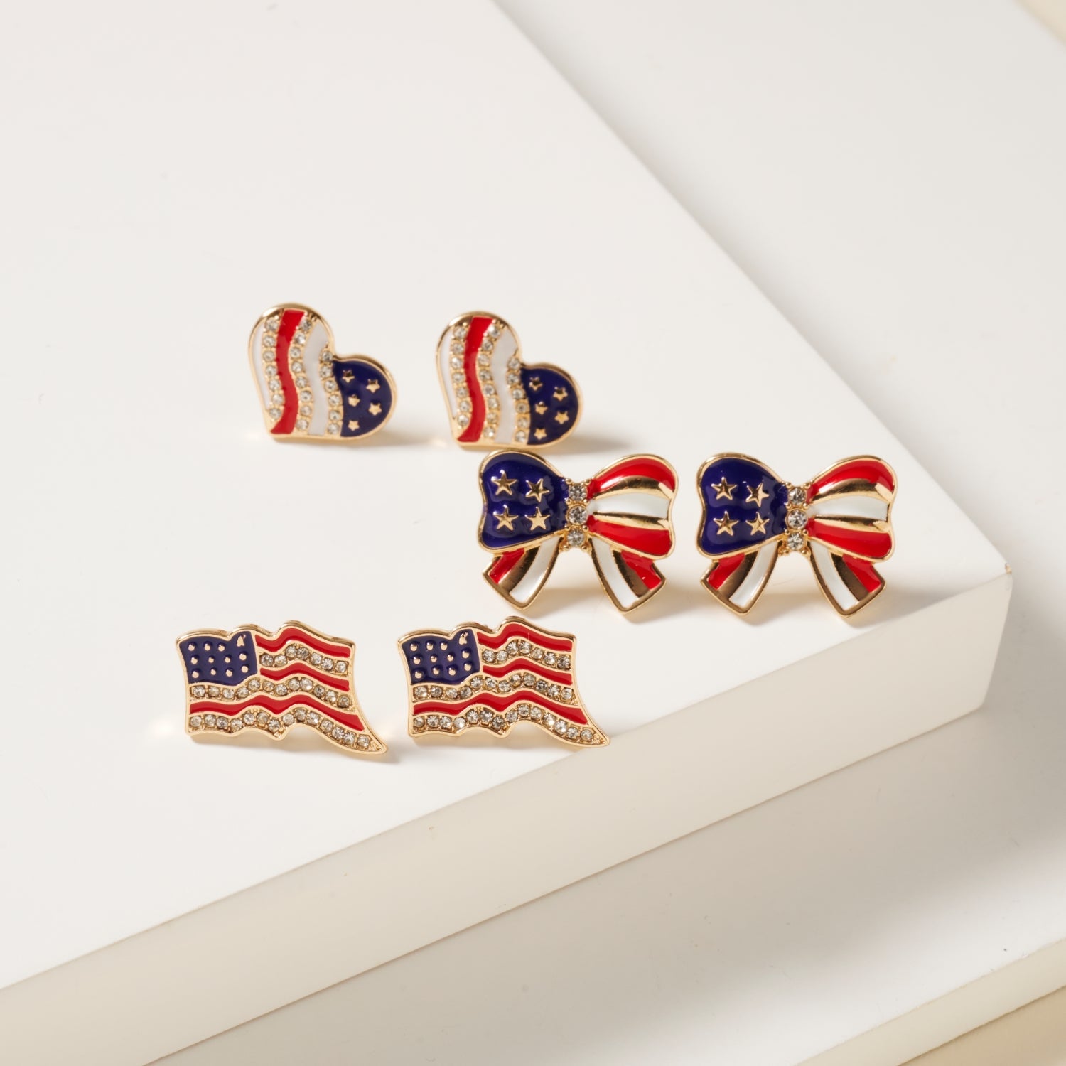 USA Flag Pattern Stud Earring Set