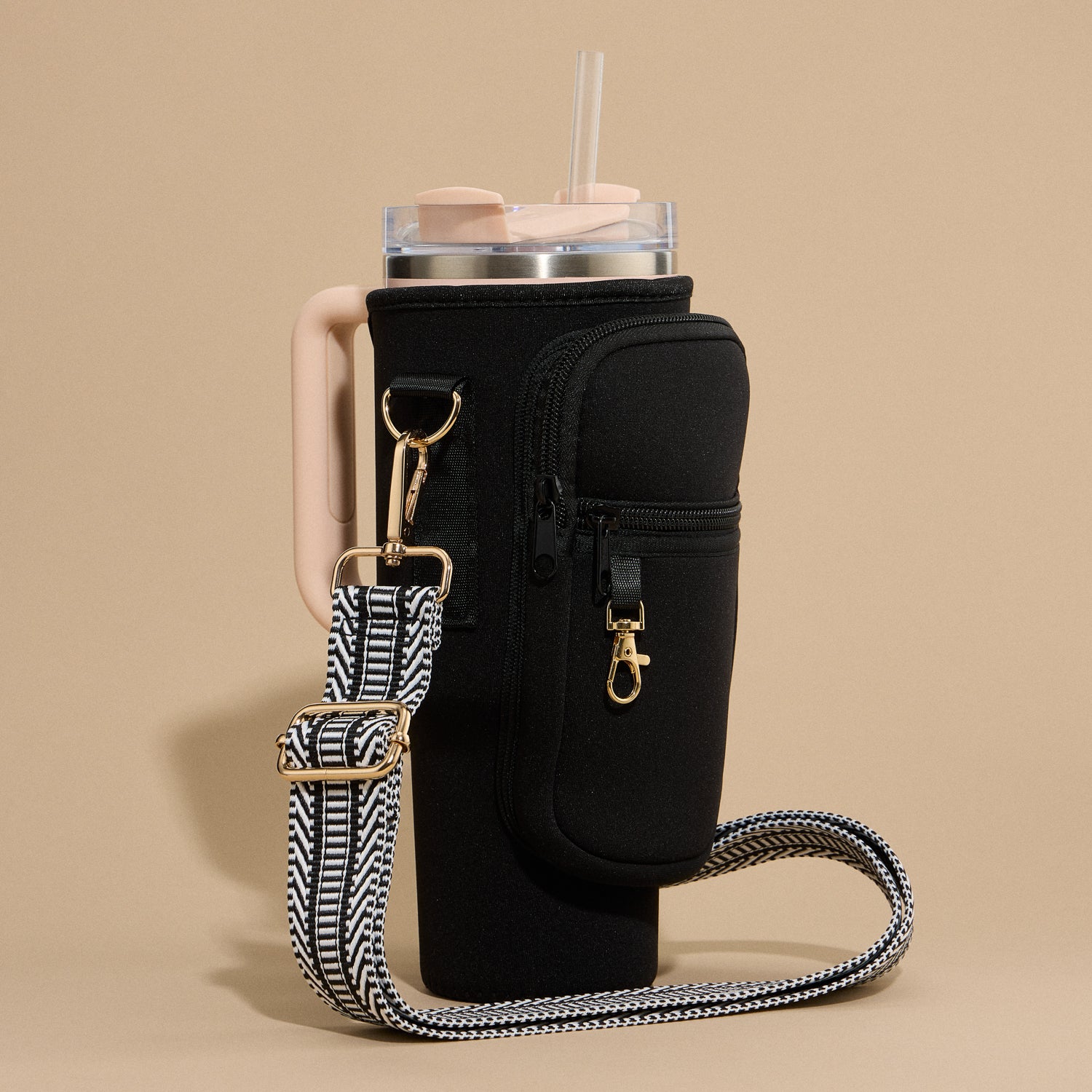Neoprene Tumbler Holder with Crossbody Strap
