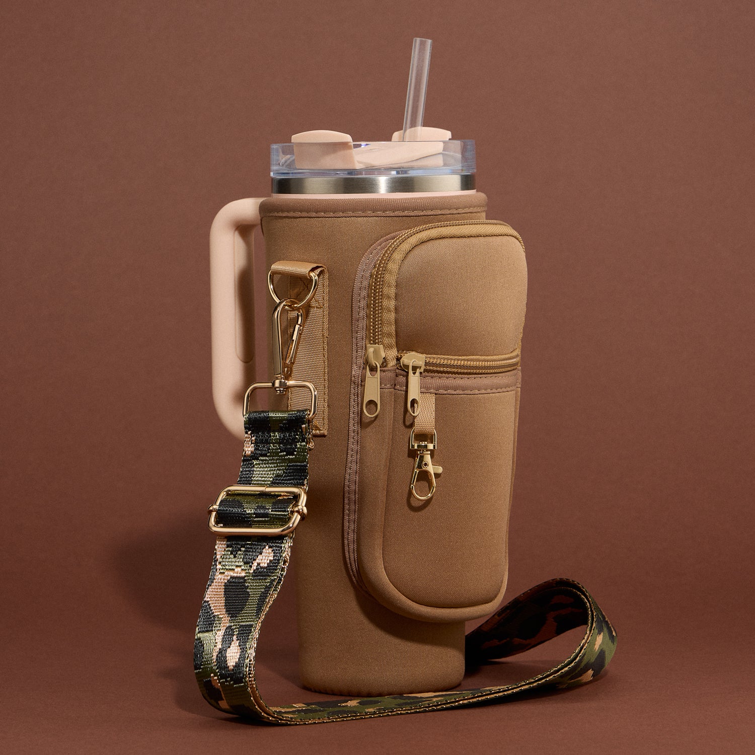 Insulated Tumbler Carrier with Adjustable Strap