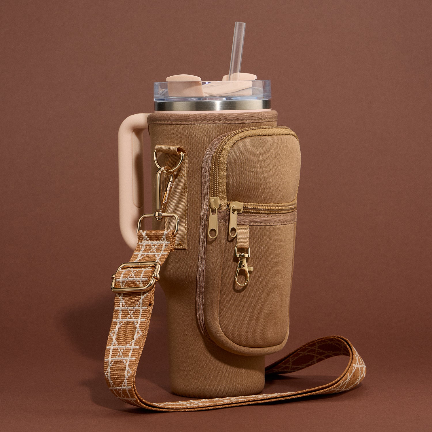 Sleek Neoprene Tumbler Crossbody Bag with Adjustable Strap