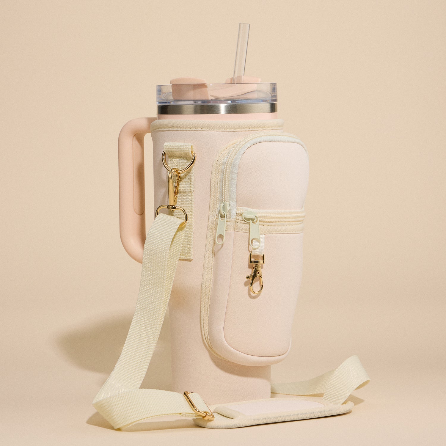 Sleek Neoprene Tumbler Crossbody Bag with Adjustable Strap
