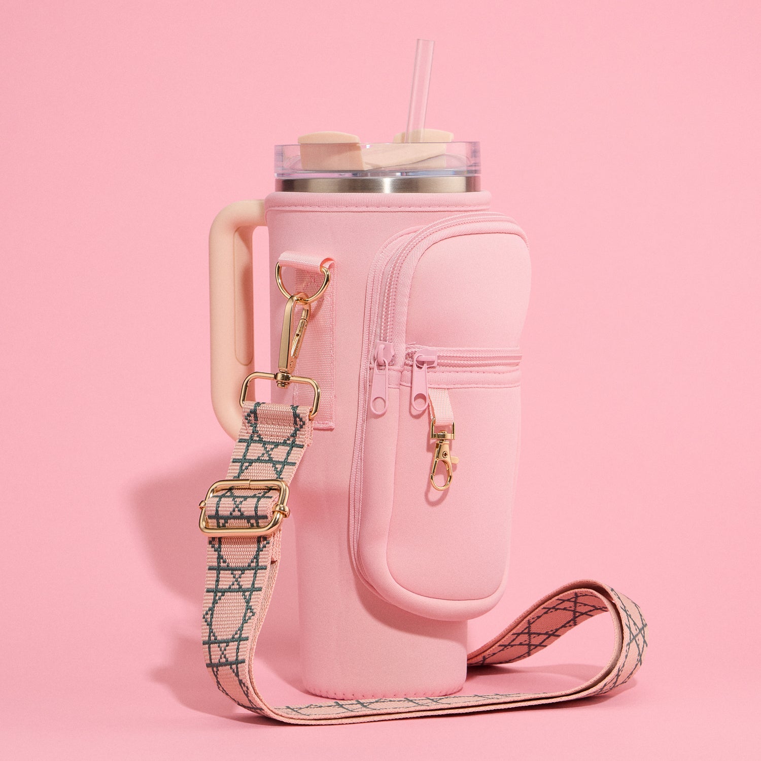 Sleek Neoprene Tumbler Crossbody Bag with Adjustable Strap
