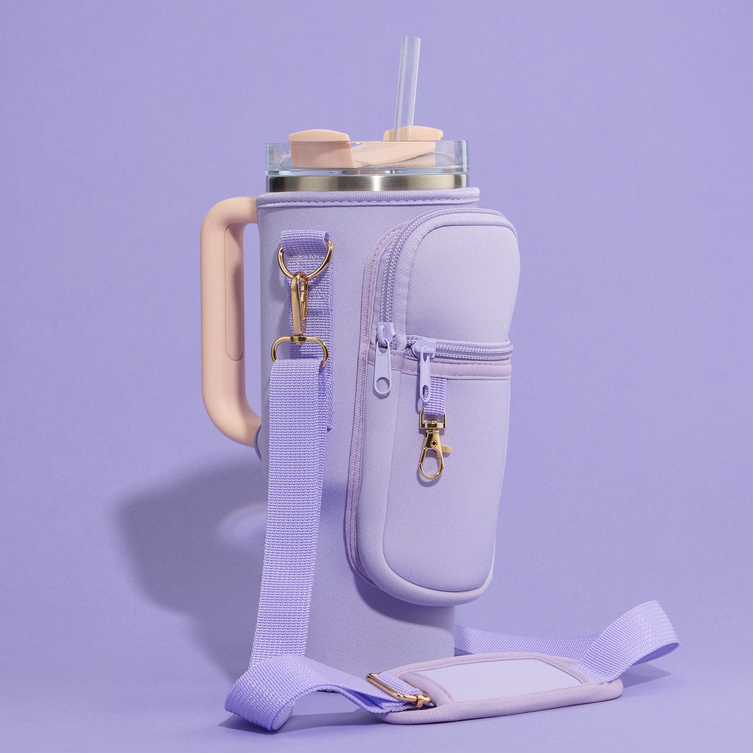 Sleek Neoprene Tumbler Crossbody Bag with Adjustable Strap