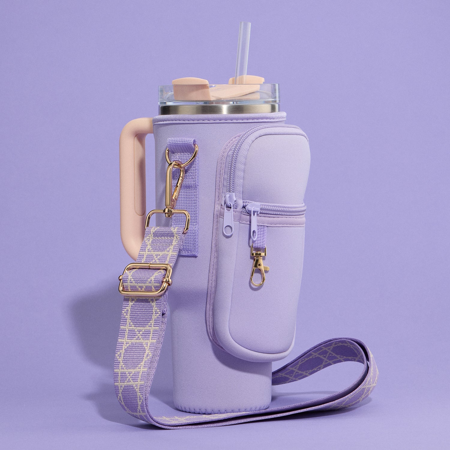 Sleek Neoprene Tumbler Crossbody Bag with Adjustable Strap