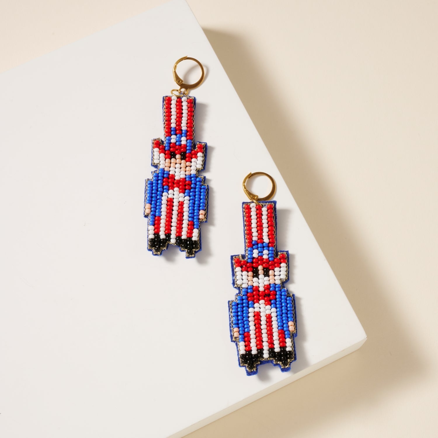 USA Uncle Sam Seed Bead Earrings