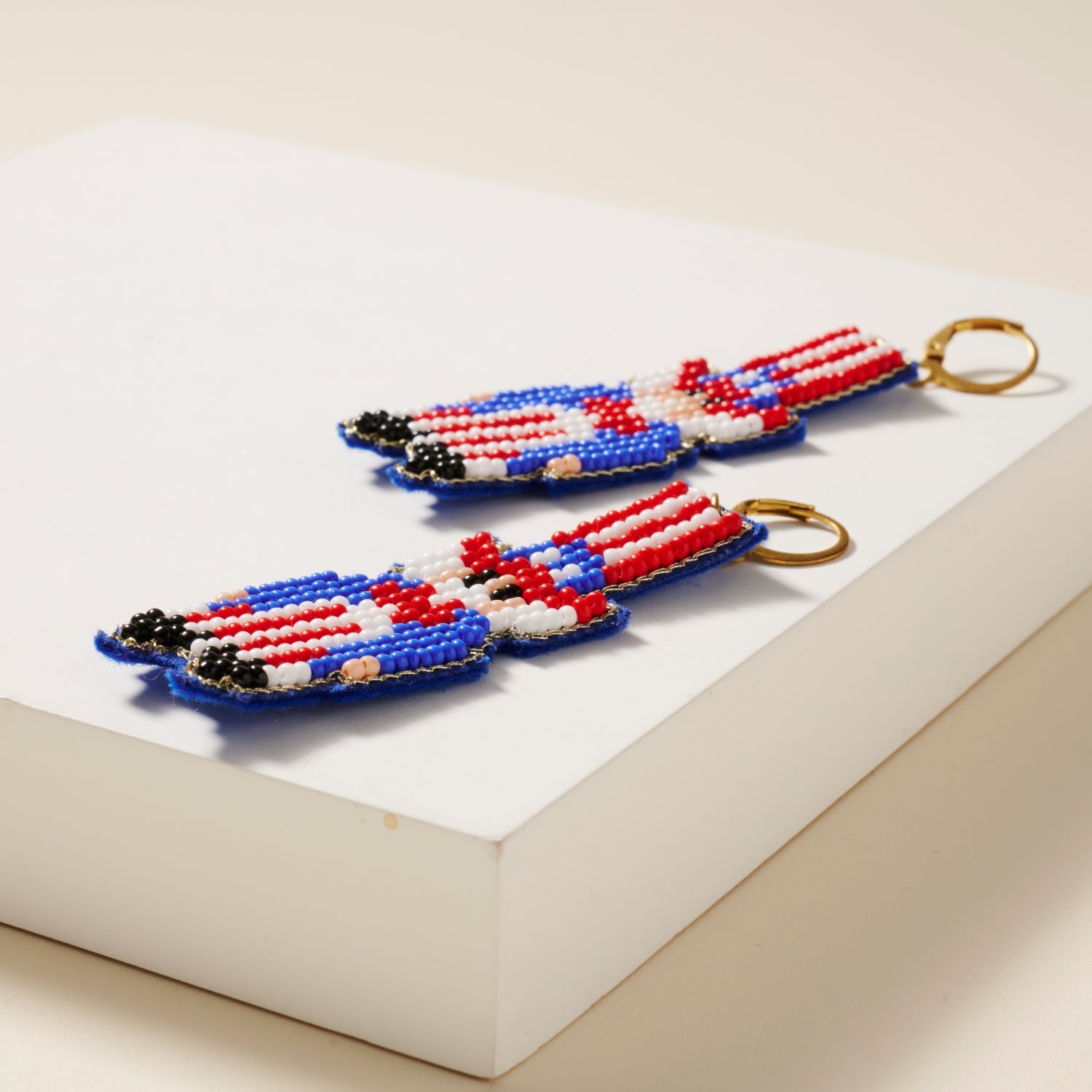 USA Uncle Sam Seed Bead Earrings