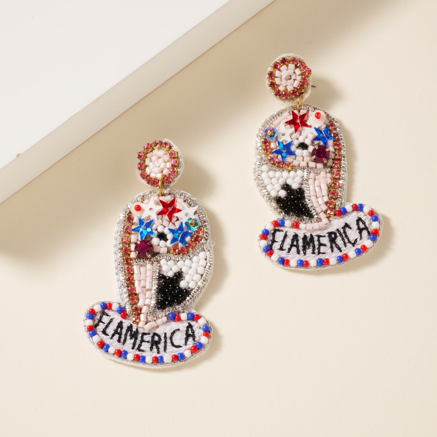USA Flag Seed Bead Earrings