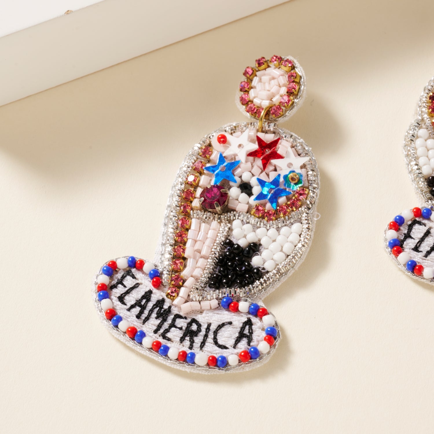 USA Flag Seed Bead Earrings
