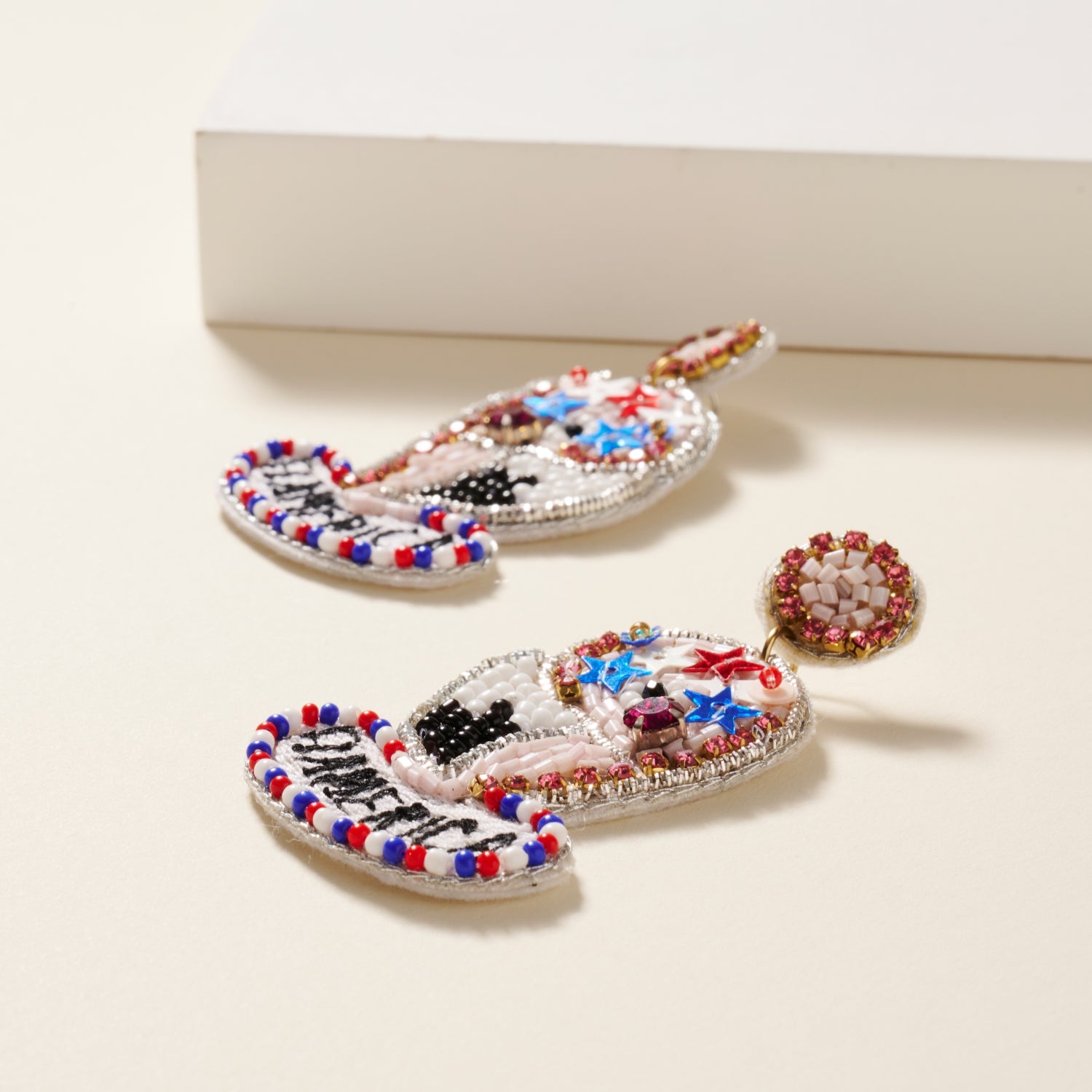 USA Flag Seed Bead Earrings