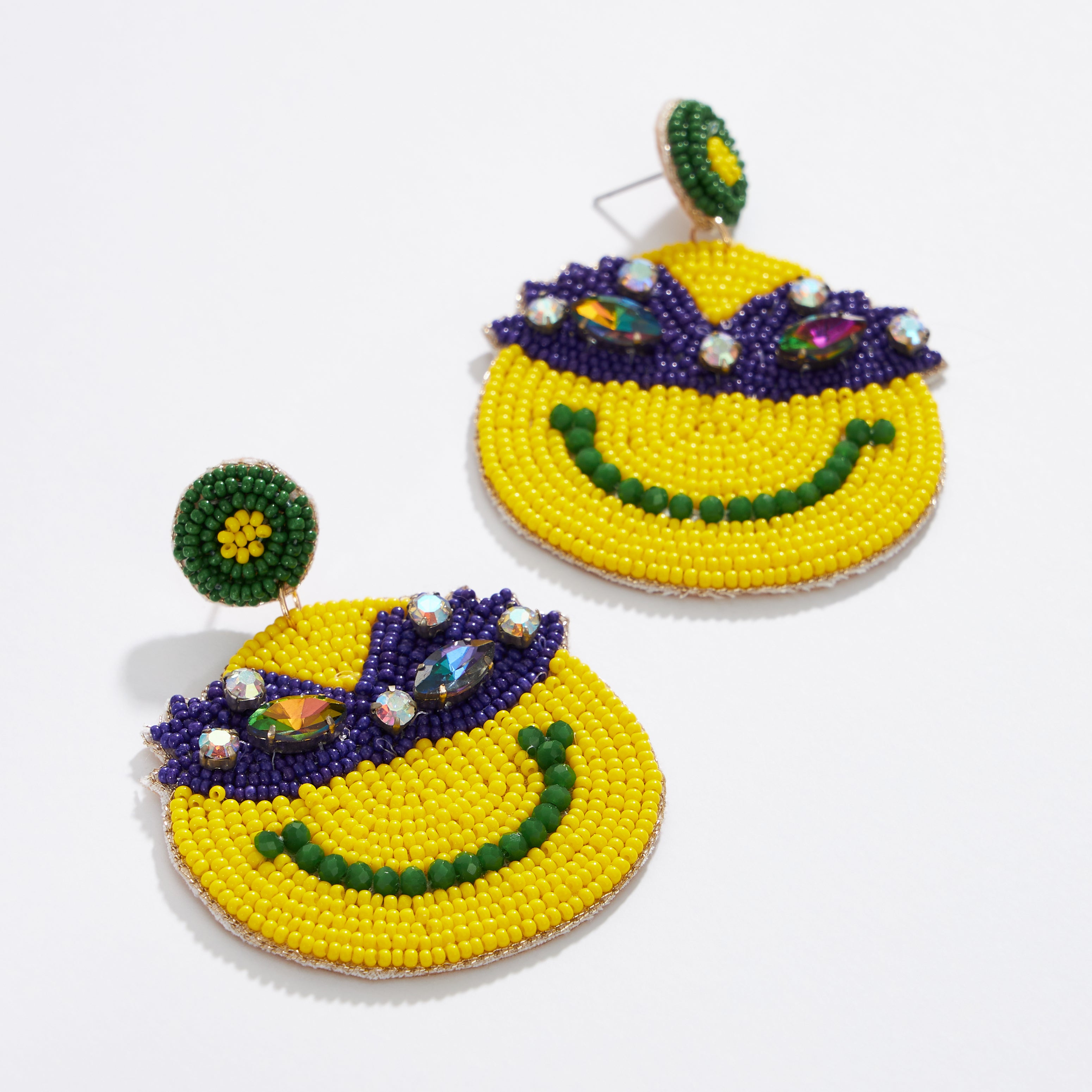 Mardi Gras Smile Seed Beads Earring - Frem