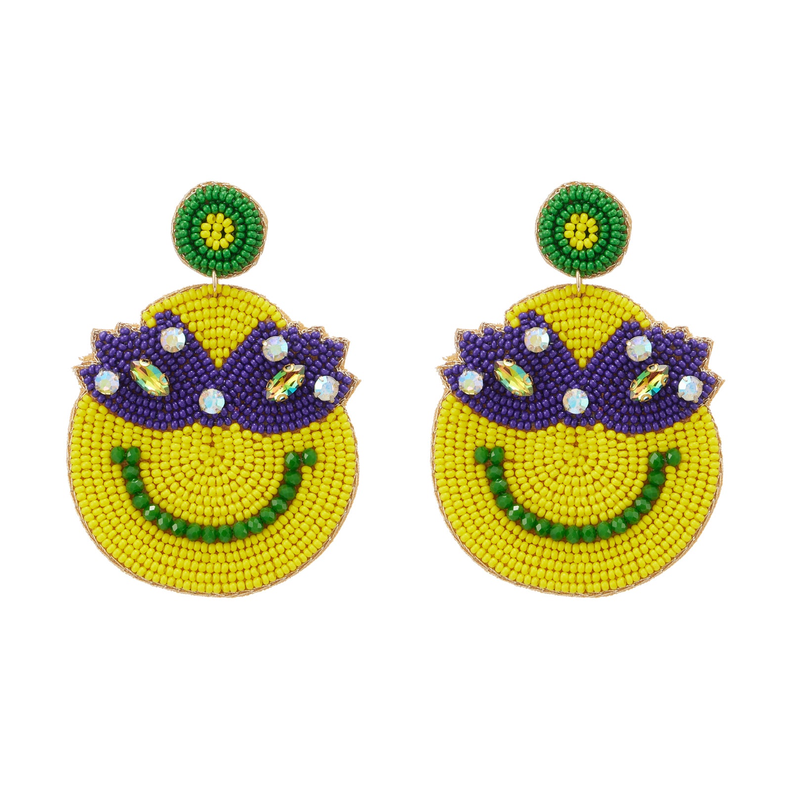 Mardi Gras Smile Seed Beads Earring - Frem