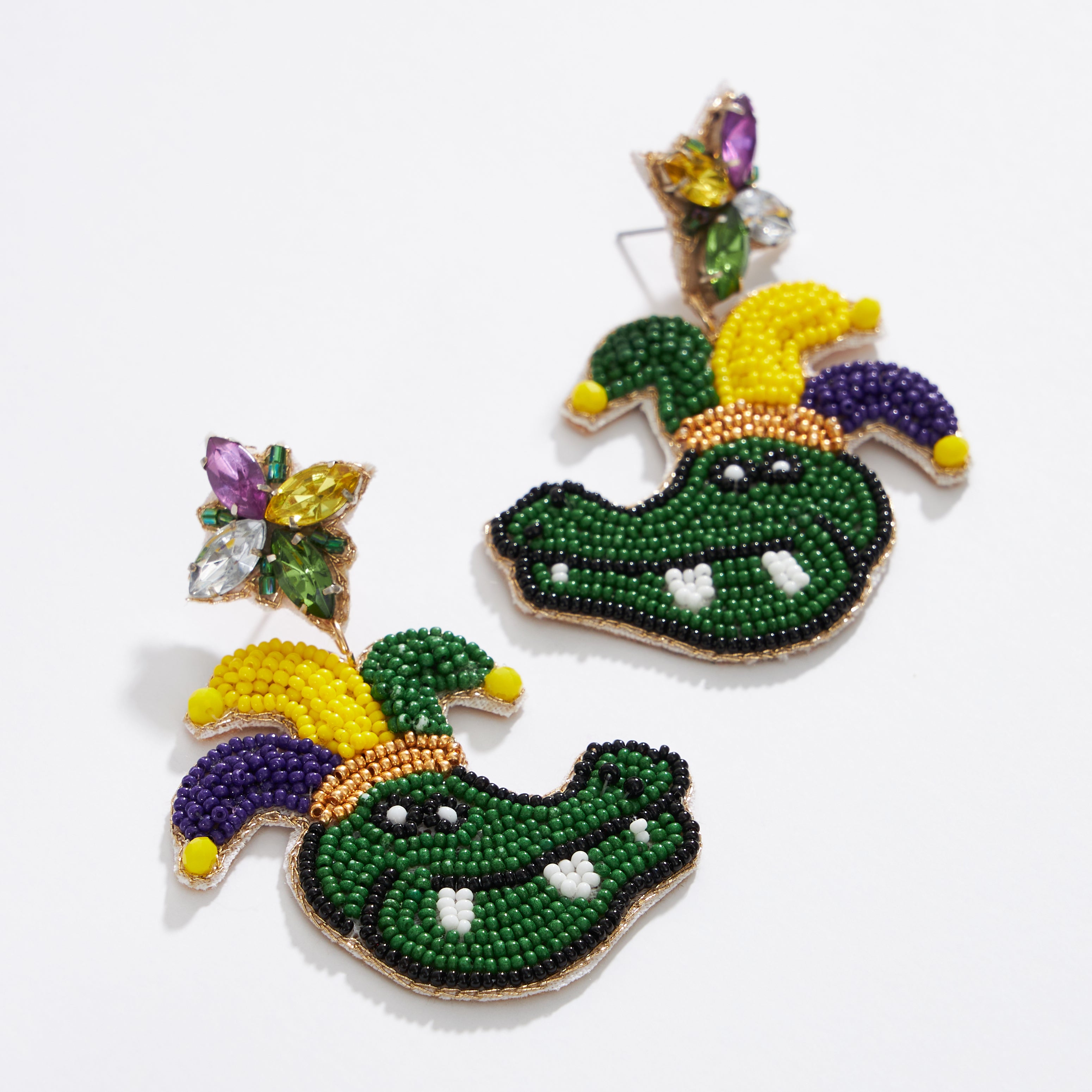 Mardi Gras Crocodile Seed Beads Earring - Frem