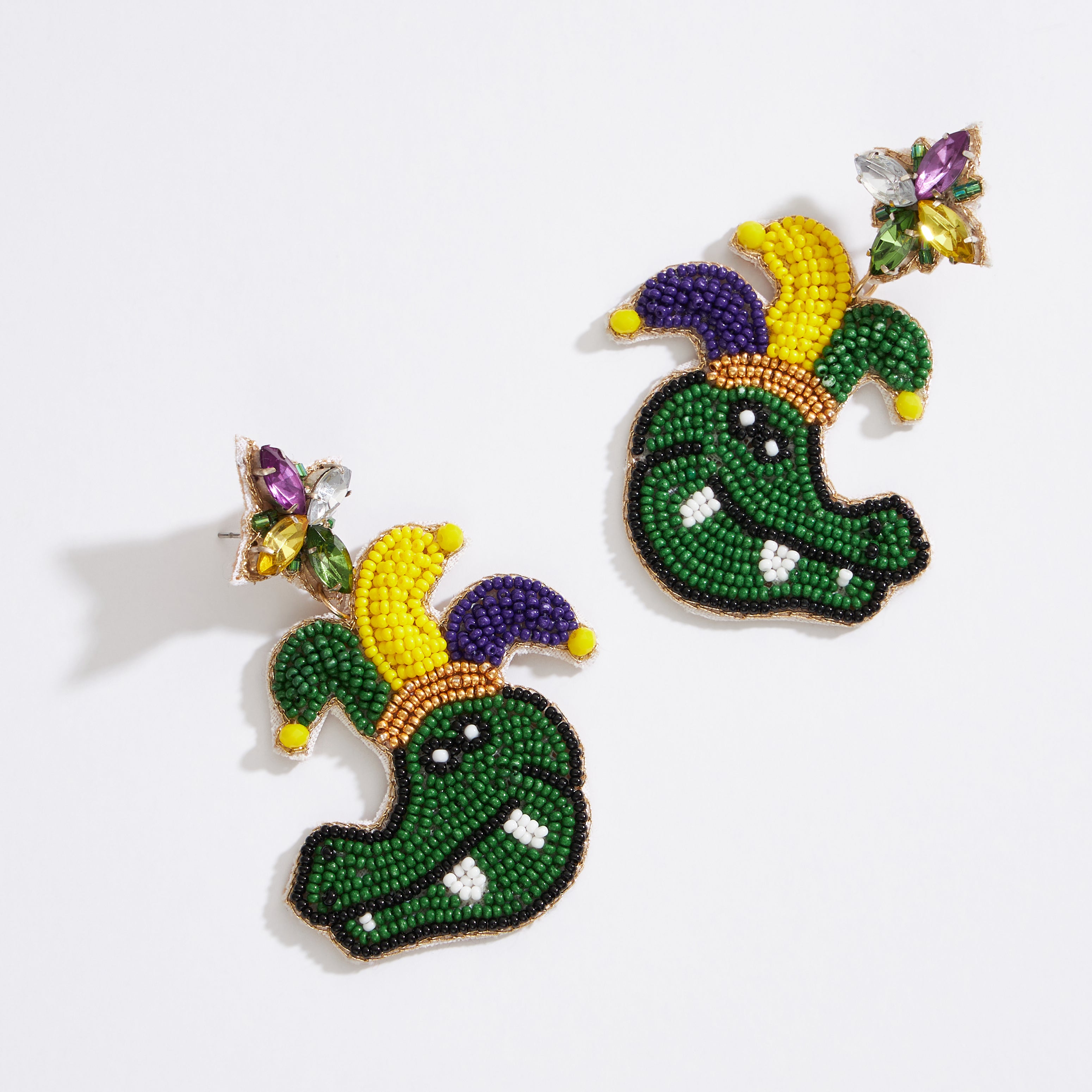 Mardi Gras Crocodile Seed Beads Earring - Frem