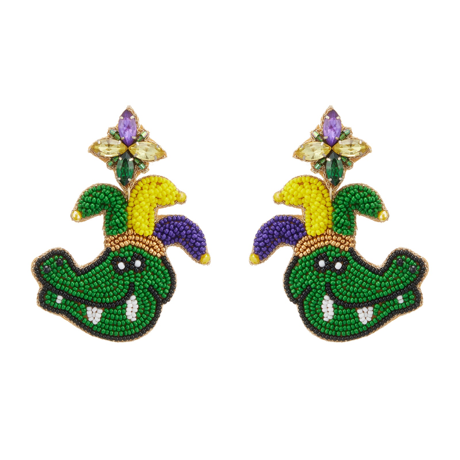 Mardi Gras Crocodile Seed Beads Earring - Frem