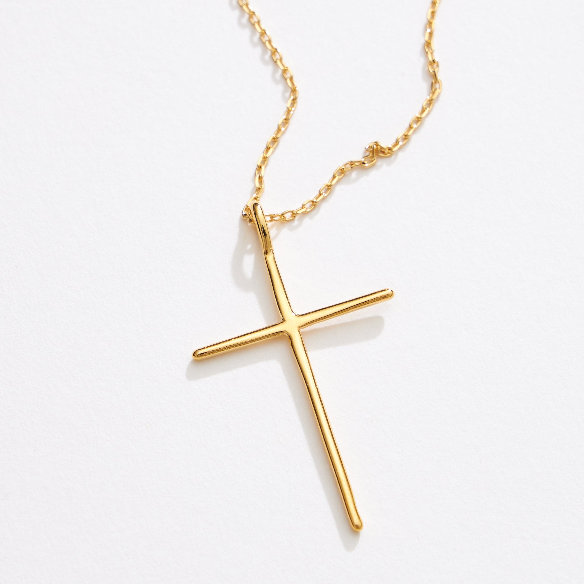 Gold Dipped Cross Pendant Long Necklace - Frem